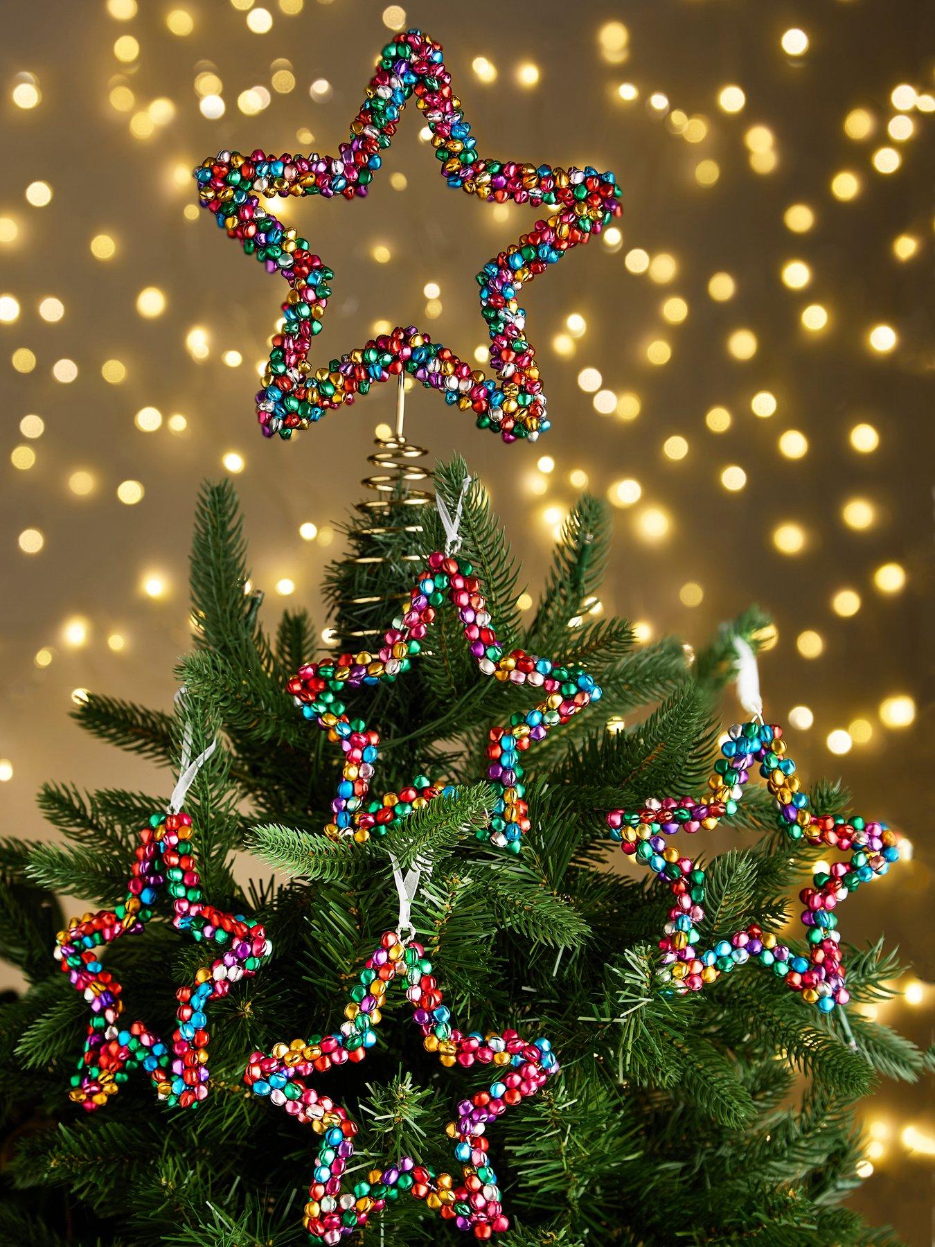 undefined Mini Bell Topper + 4 Star Shaped Christmas Tree Decorations