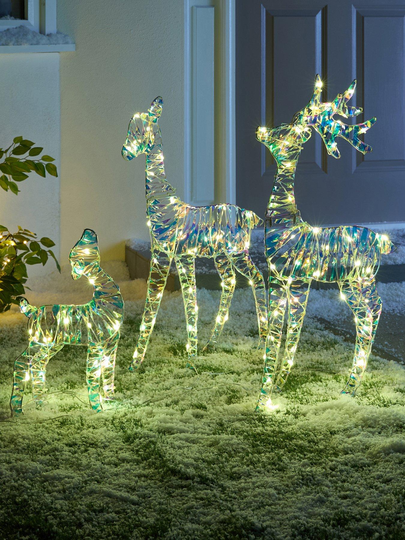 undefined Set of 3 LED Iridescent Reindeer Family Outdoor Christmas Lights