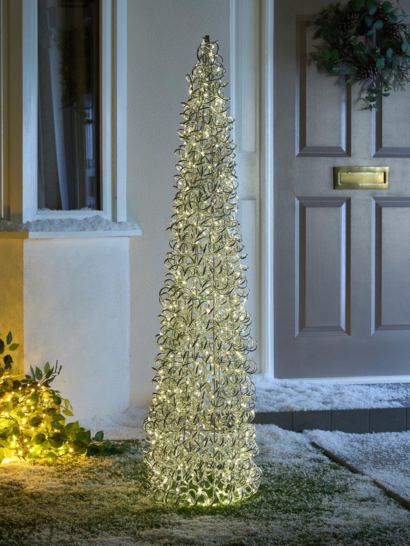 undefined 1m Silver Spirals Outdoor Christmas Tree