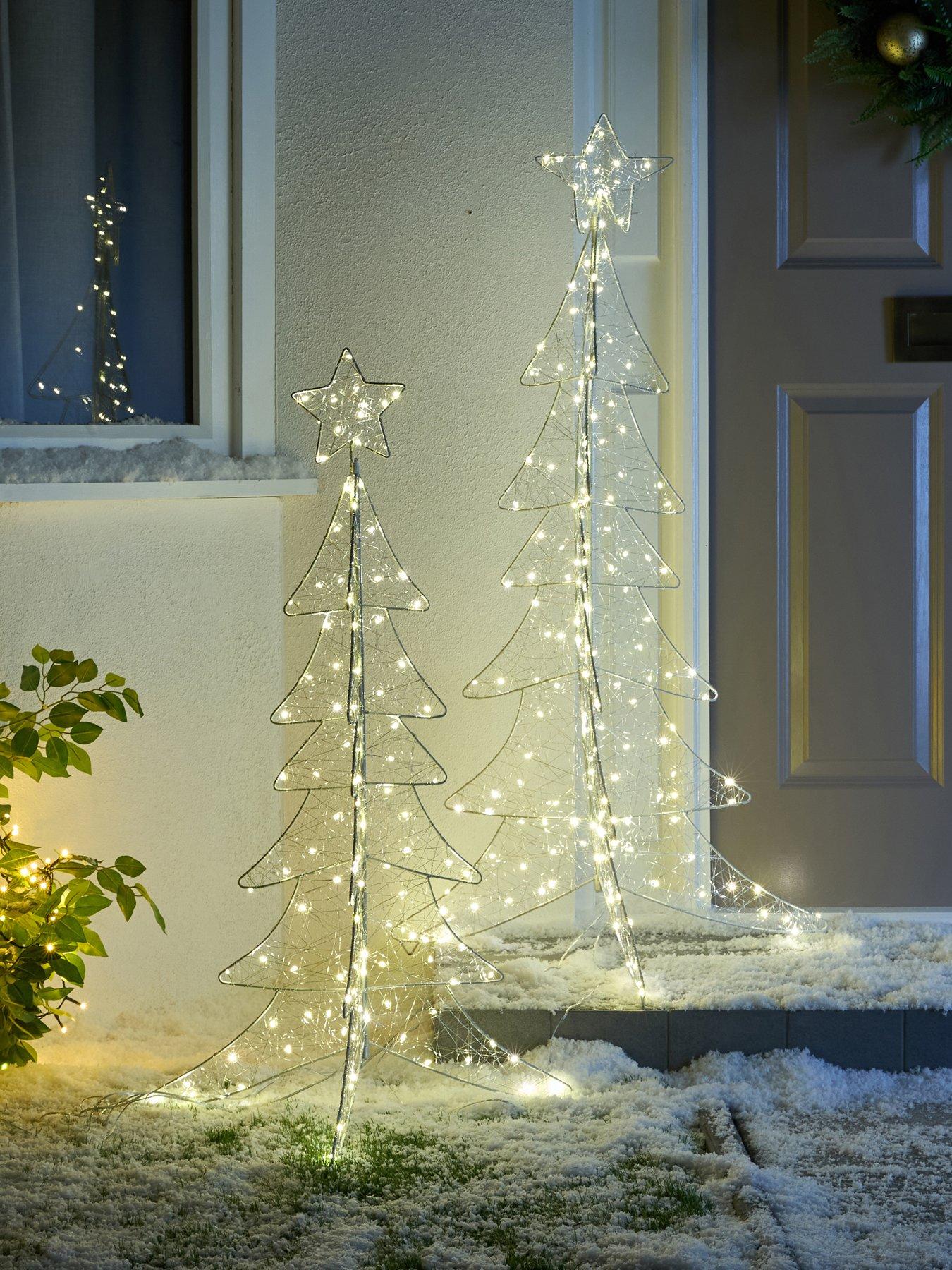 undefined Set of 2 Metal Christmas Tree Outdoor Lights