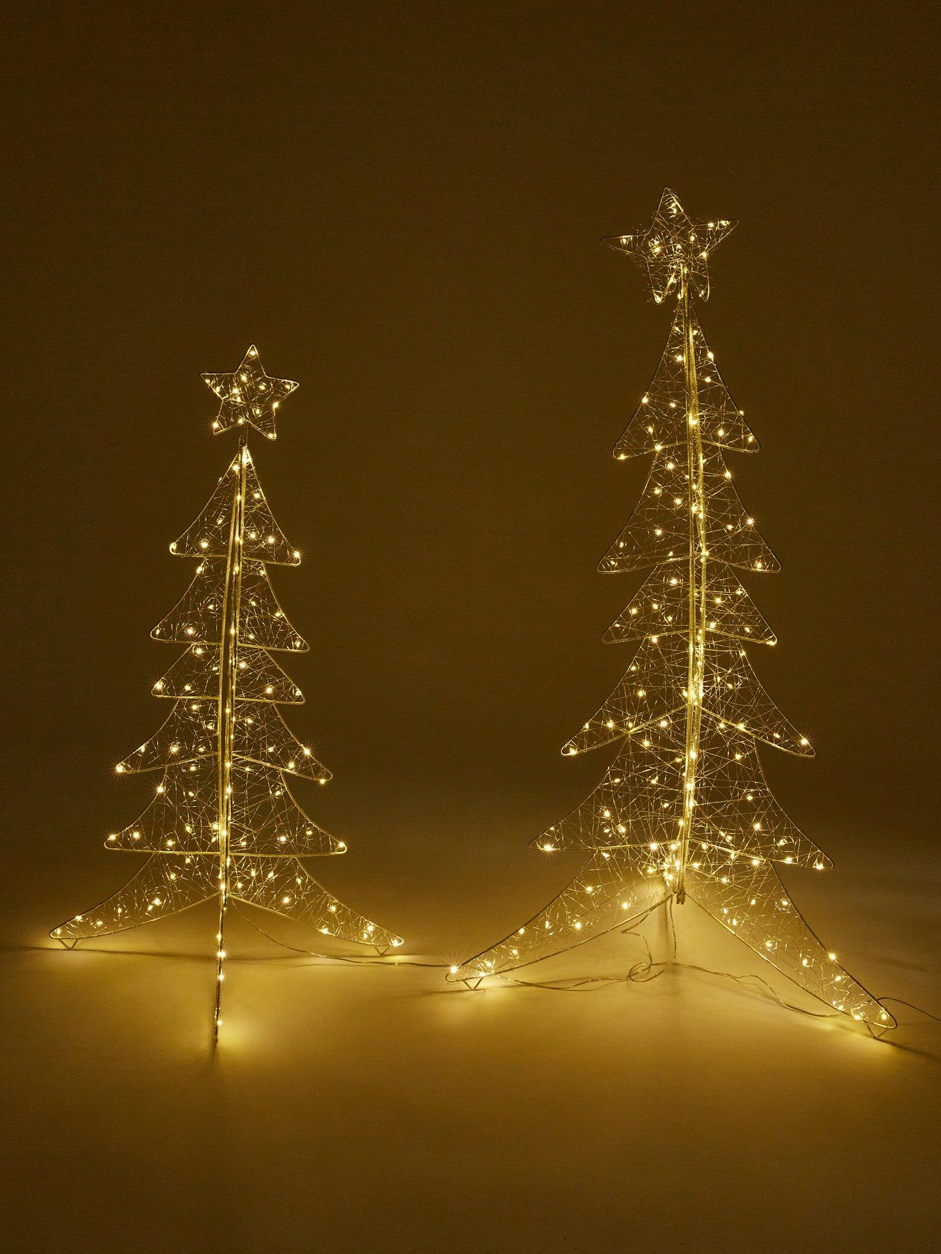 Image 3 of 5 of Very Home Set of 2 Metal Christmas Tree Outdoor&nbsp;Lights