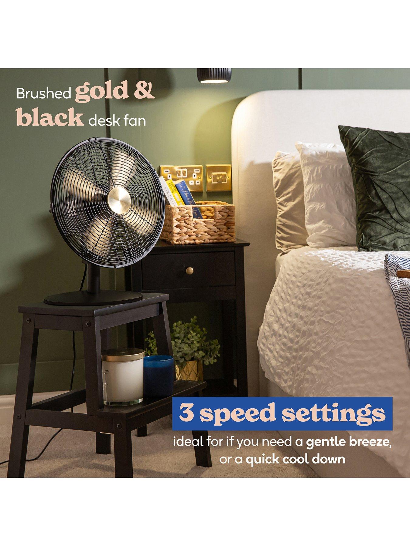  image of russell-hobbs-rhmdf1201bg-metal-desk-fan-in-brushed-gold-and-black