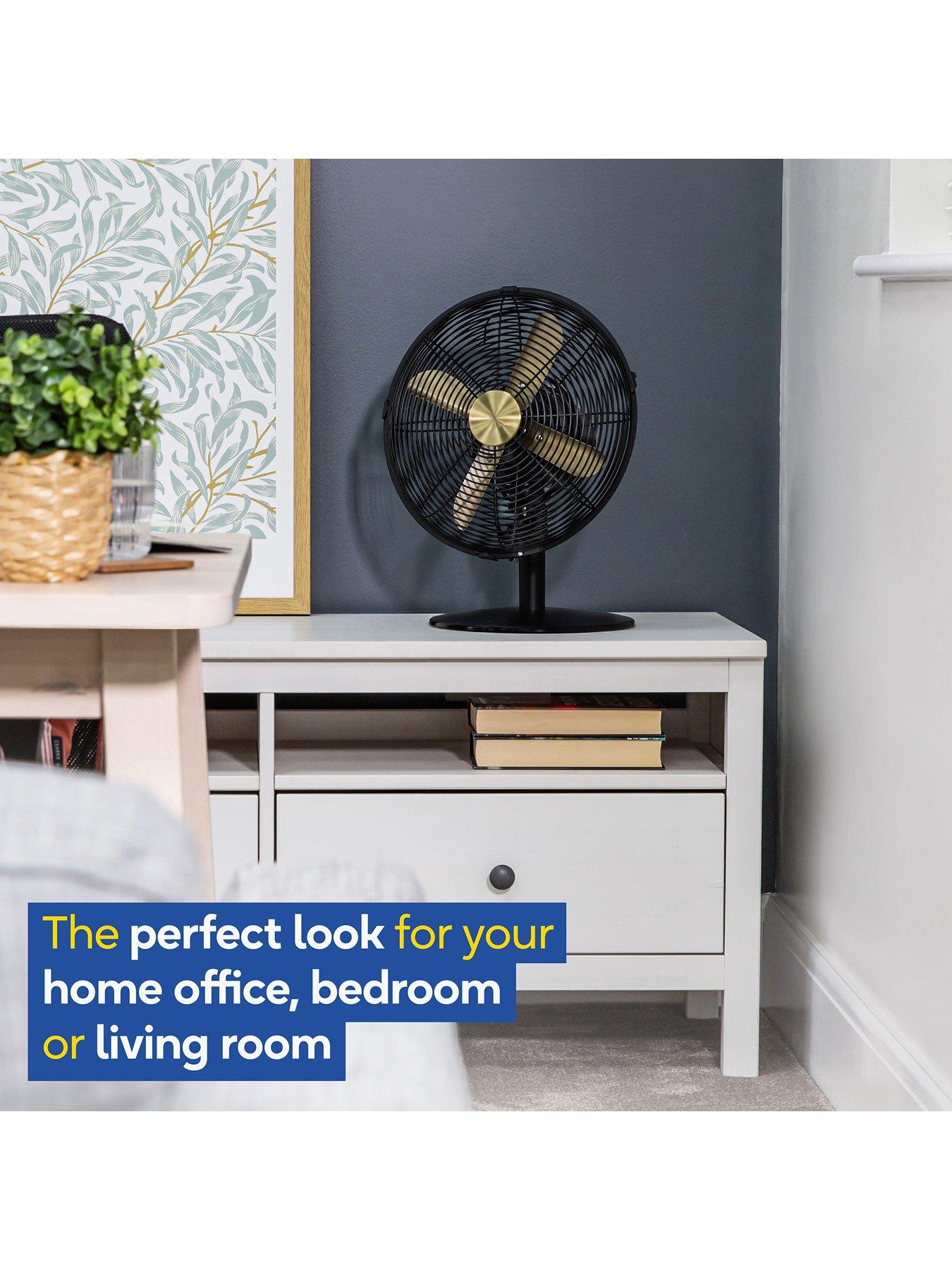  image of russell-hobbs-rhmdf1201bg-metal-desk-fan-in-brushed-gold-and-black