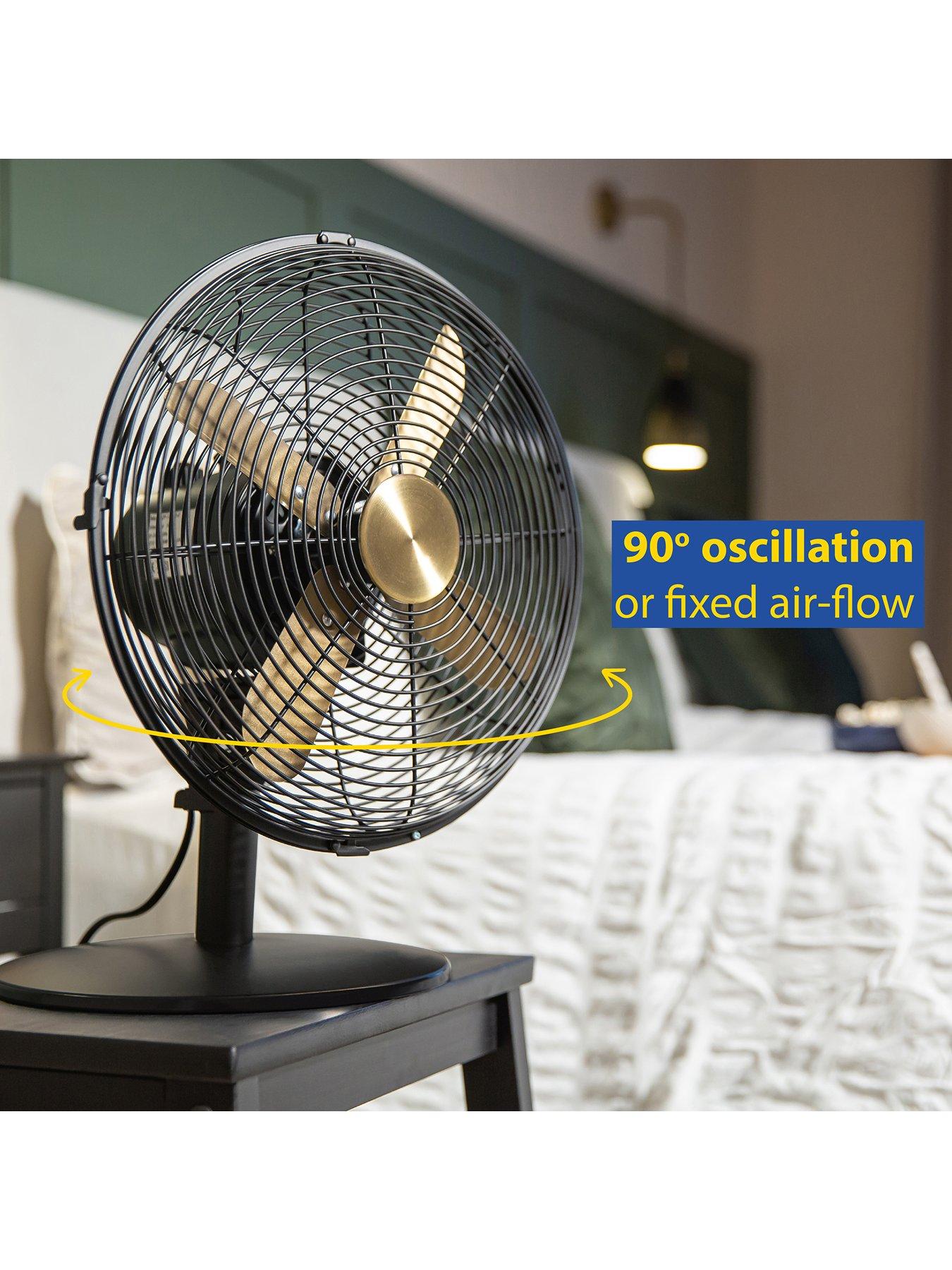  image of russell-hobbs-rhmdf1201bg-metal-desk-fan-in-brushed-gold-and-black