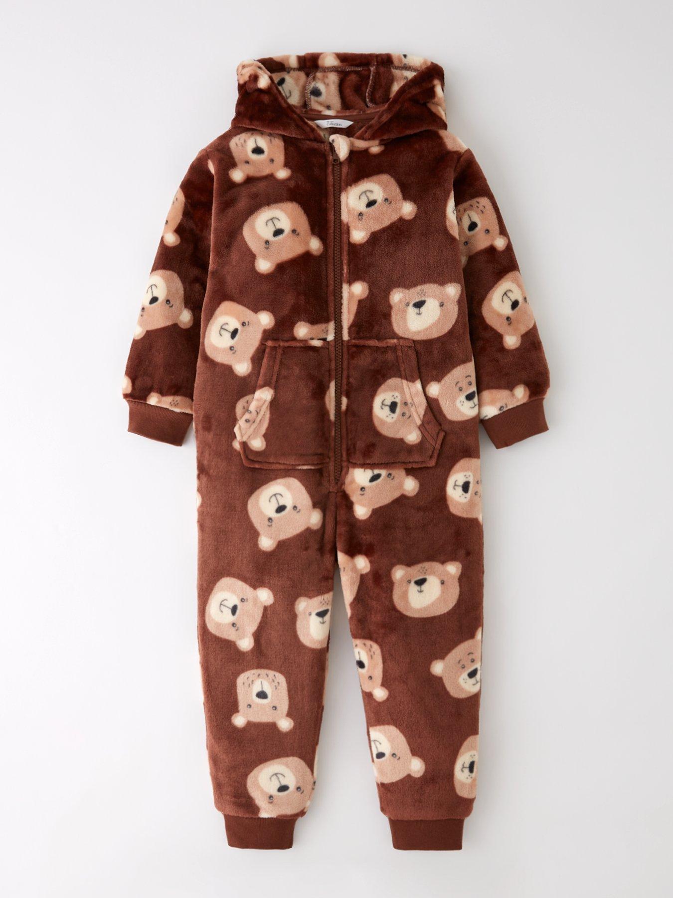 image of the-very-collection-boys-bear-fleece-zip-up-all-in-one-multi