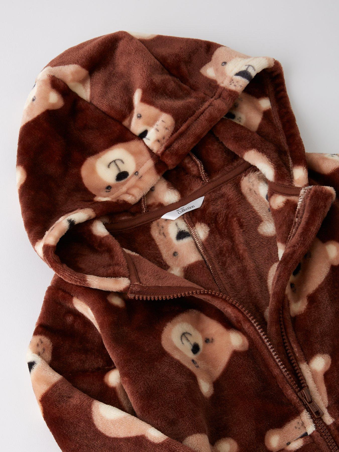  image of the-very-collection-boys-bear-fleece-zip-up-all-in-one-multi