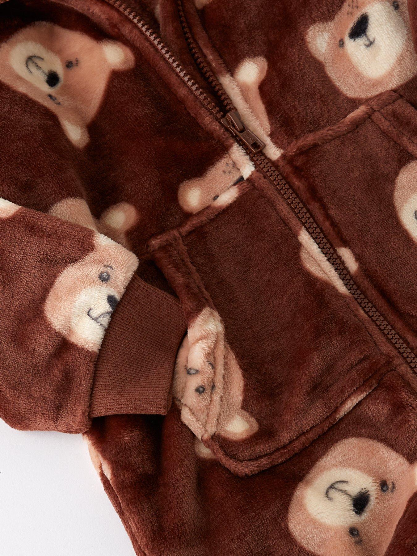  image of the-very-collection-boys-bear-fleece-zip-up-all-in-one-multi