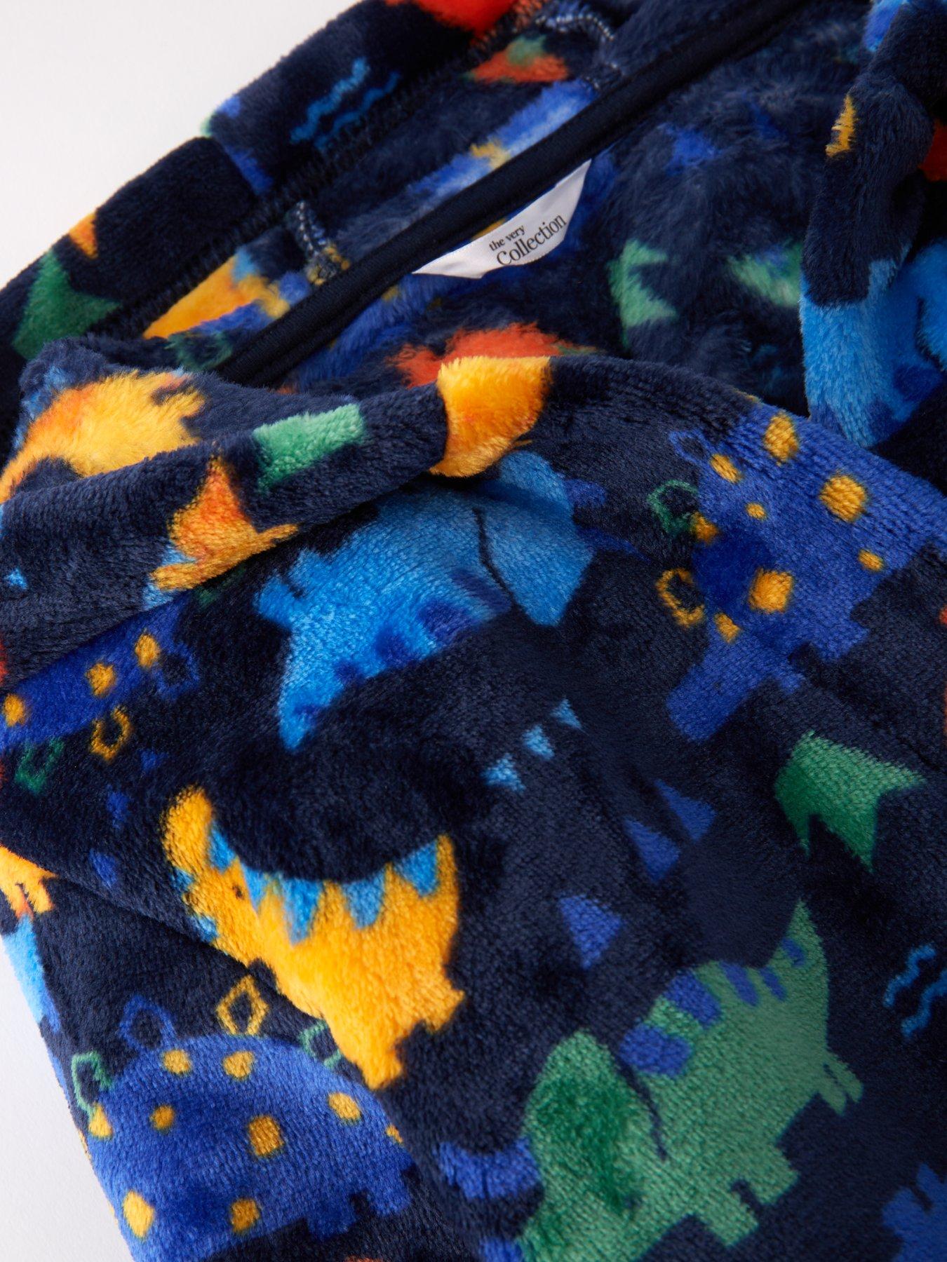 Image 4 of 5 of The Very Collection Kids Fleece All Over Print Dinosaur Robe - Multi