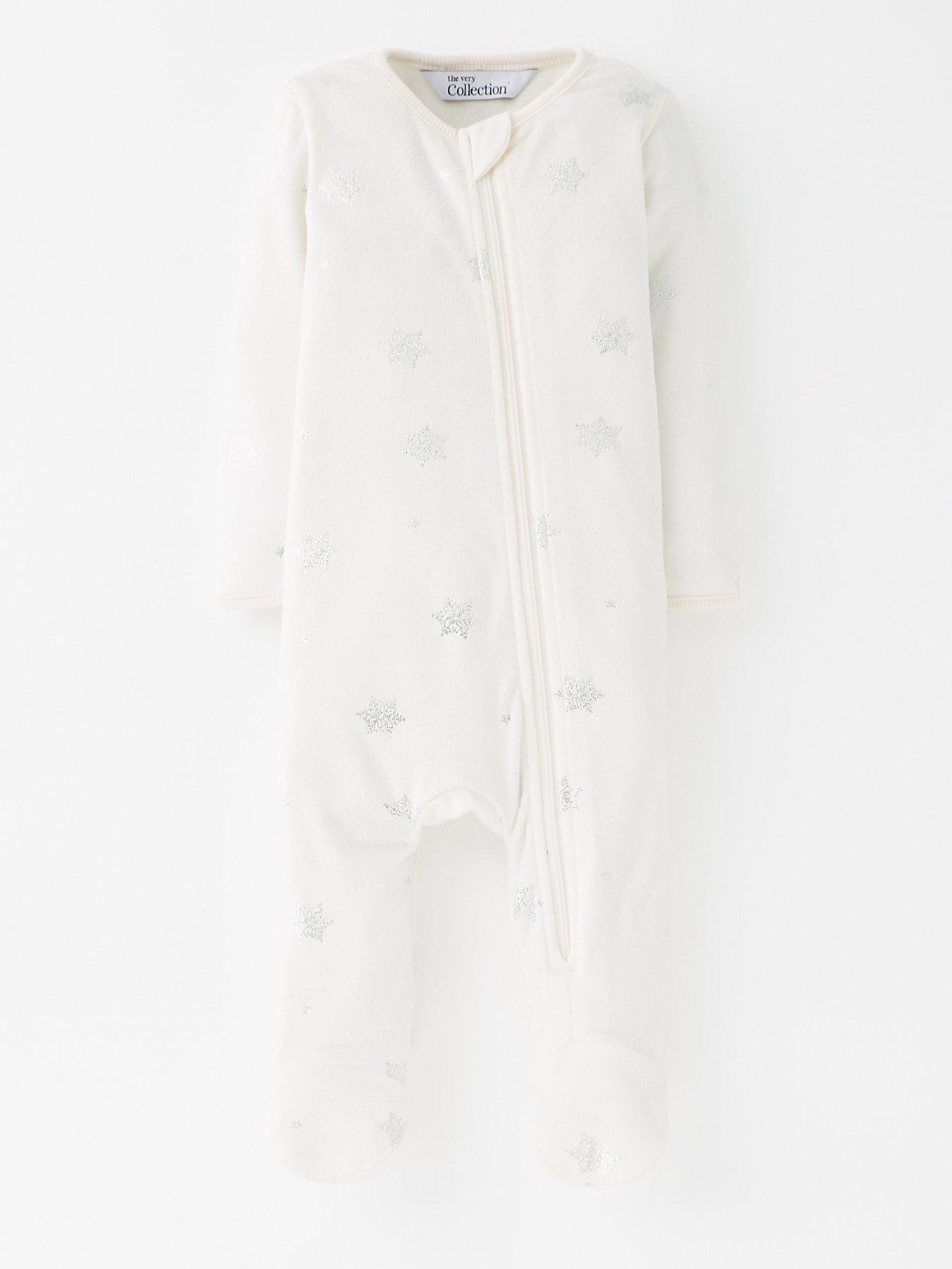 Image 2 of 5 of The Very Collection Baby Girl Family Christmas Pj Soft Touch Foil Print Romper - Cream