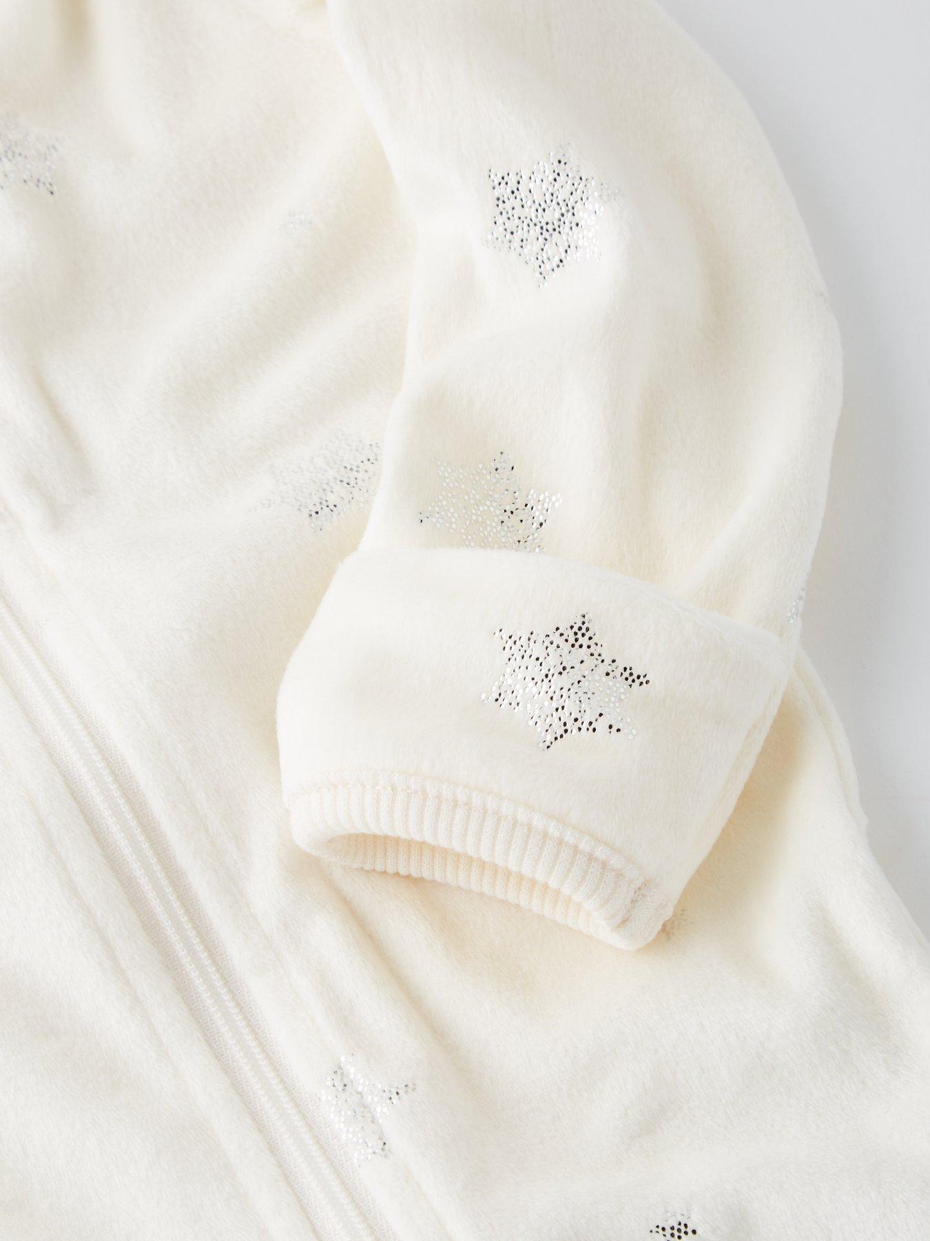 Image 4 of 5 of The Very Collection Baby Girl Family Christmas Pj Soft Touch Foil Print Romper - Cream
