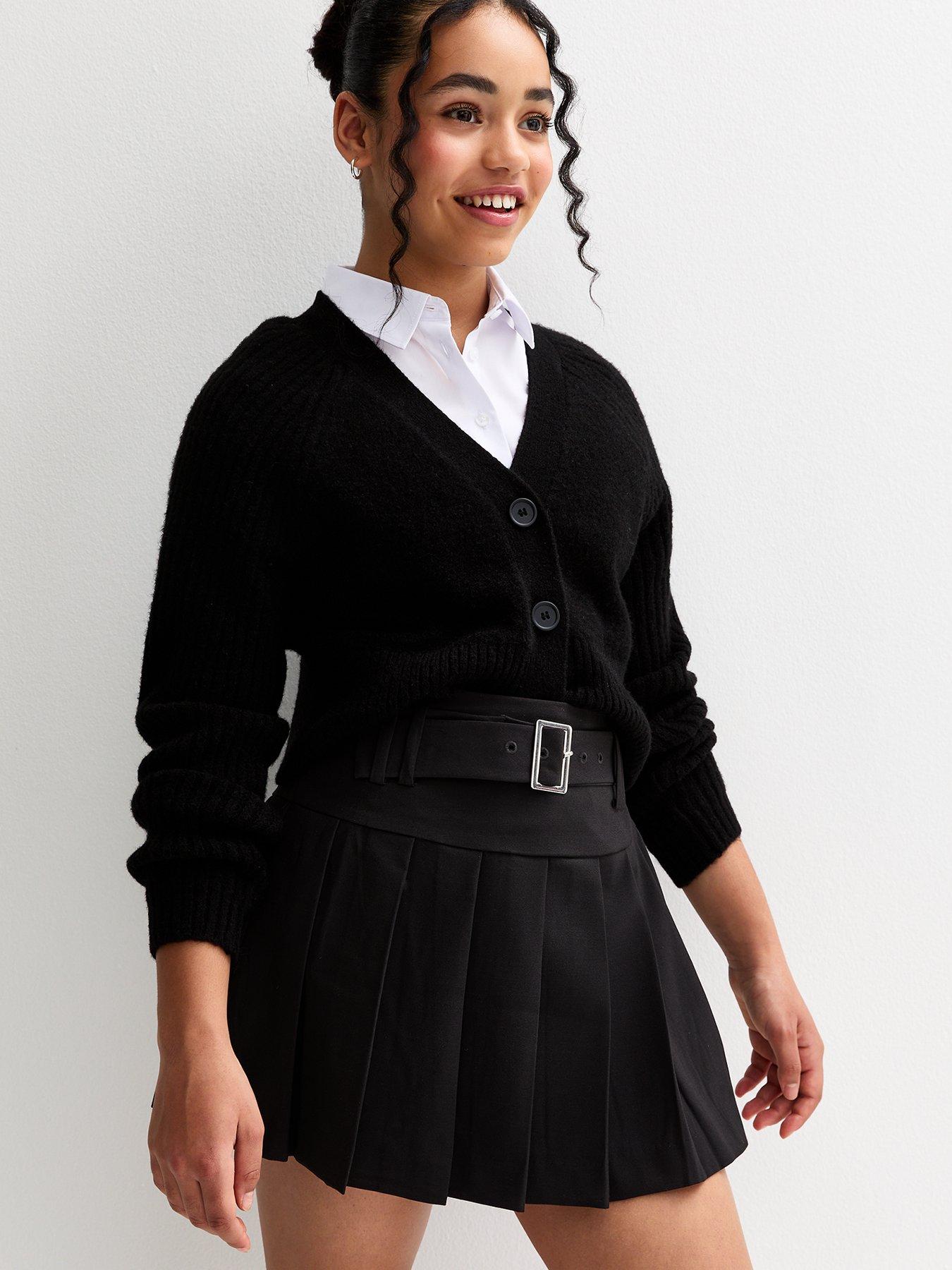 undefined Girls Pleated Belted Skort - Black