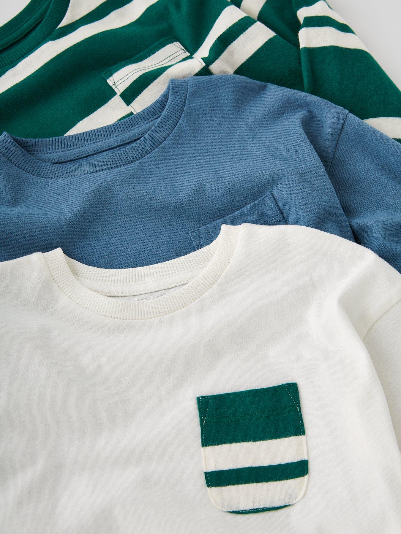  image of the-very-collection-boys-3-pack-stripe-detail-long-sleeve-tshirt-multi