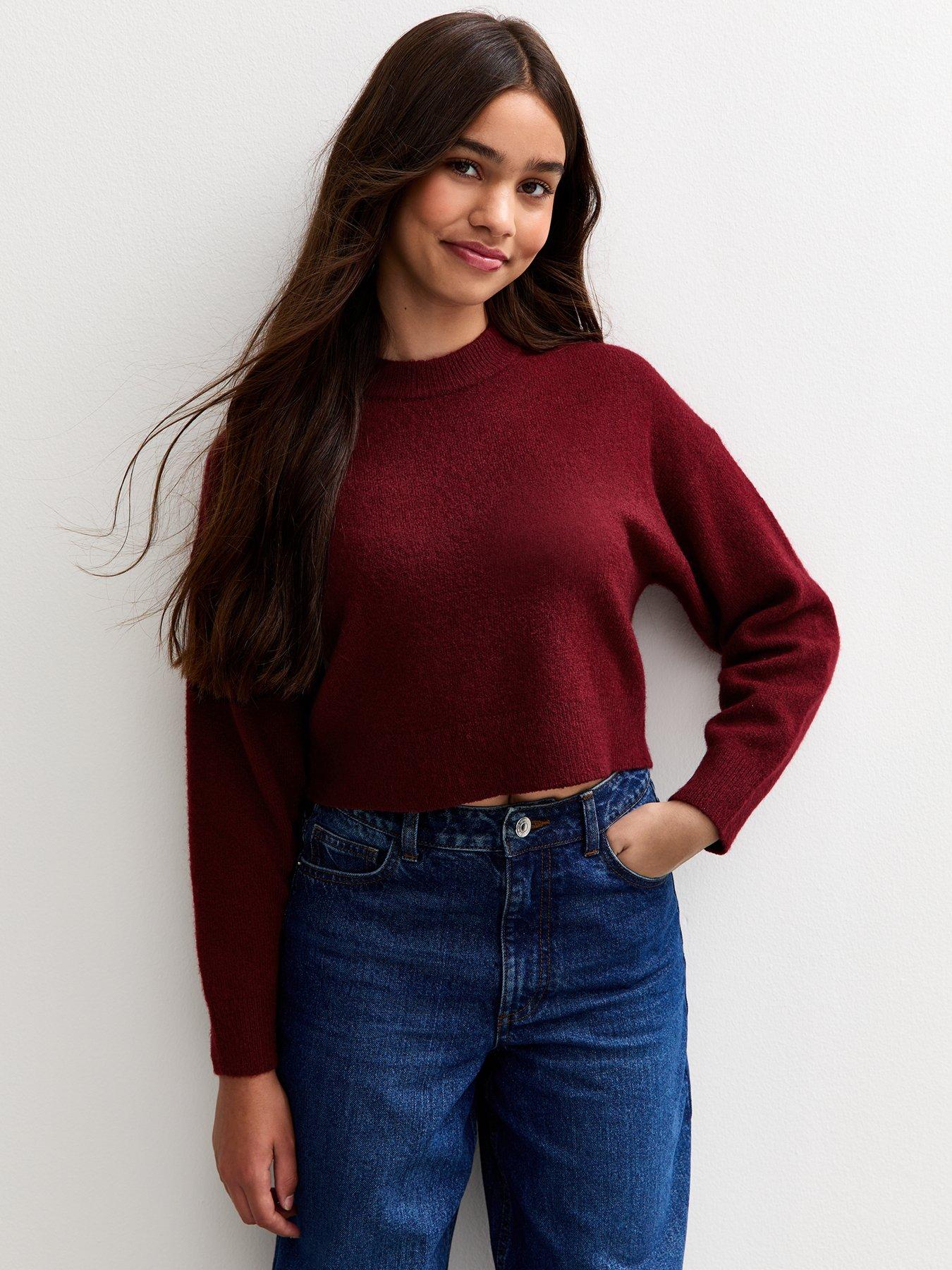 Image 1 of 4 of New Look 915 Girls Dark Burgundy Crew Neck Jumper - Dark Red