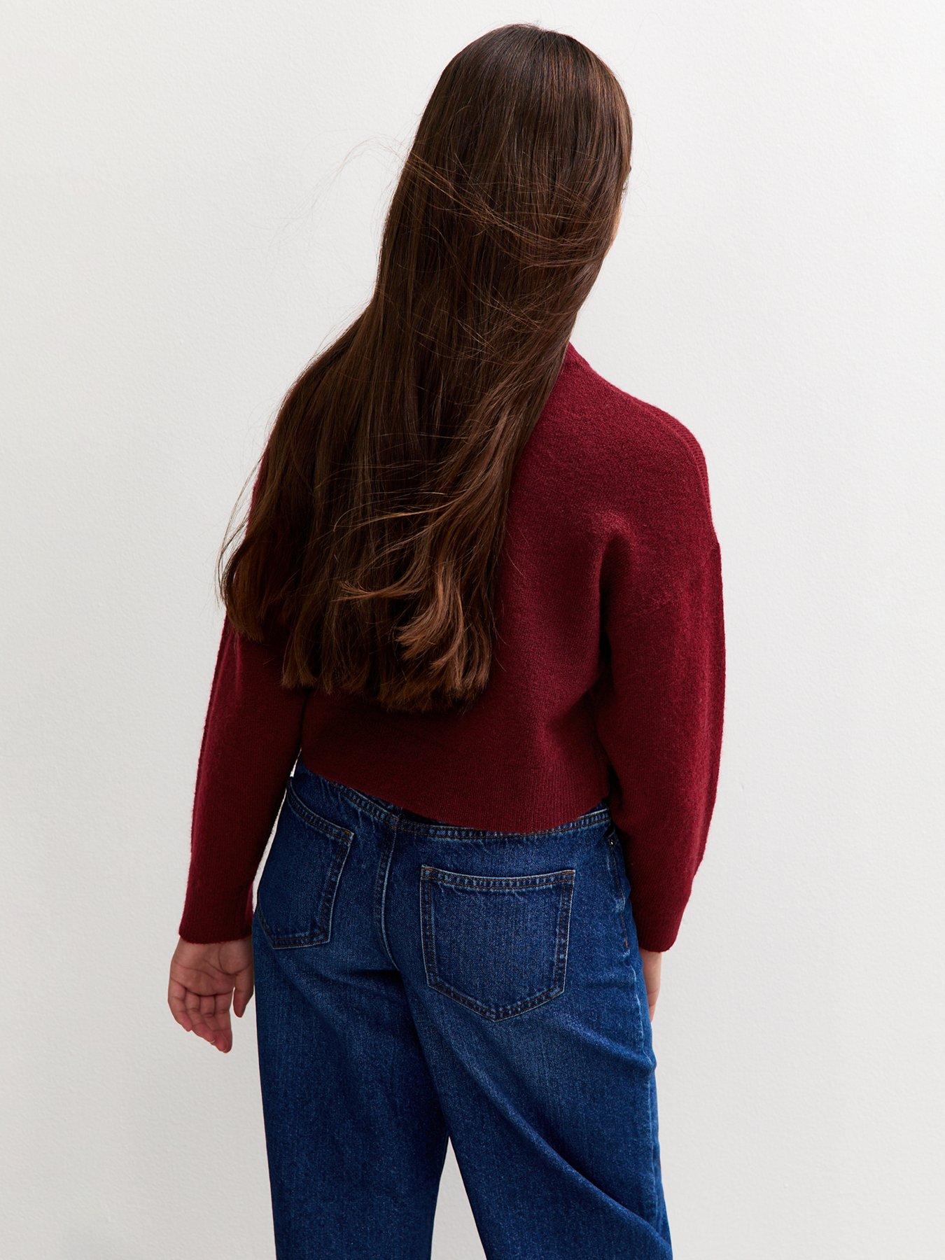 Image 2 of 4 of New Look 915 Girls Dark Burgundy Crew Neck Jumper - Dark Red