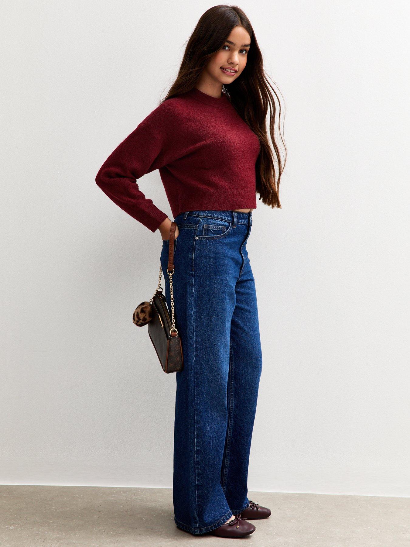 Image 3 of 4 of New Look 915 Girls Dark Burgundy Crew Neck Jumper - Dark Red
