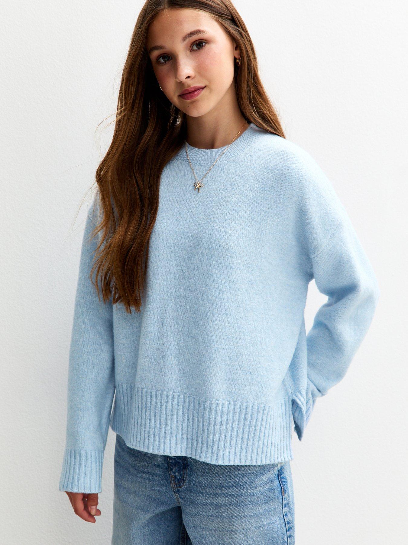  image of new-look-915-girls-light-blue-crew-neck-jumper