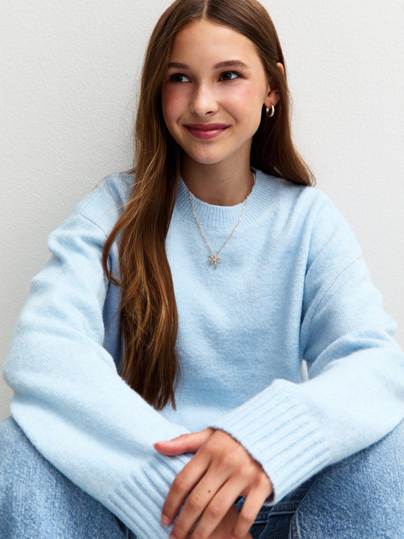 image of new-look-915-girls-light-blue-crew-neck-jumper