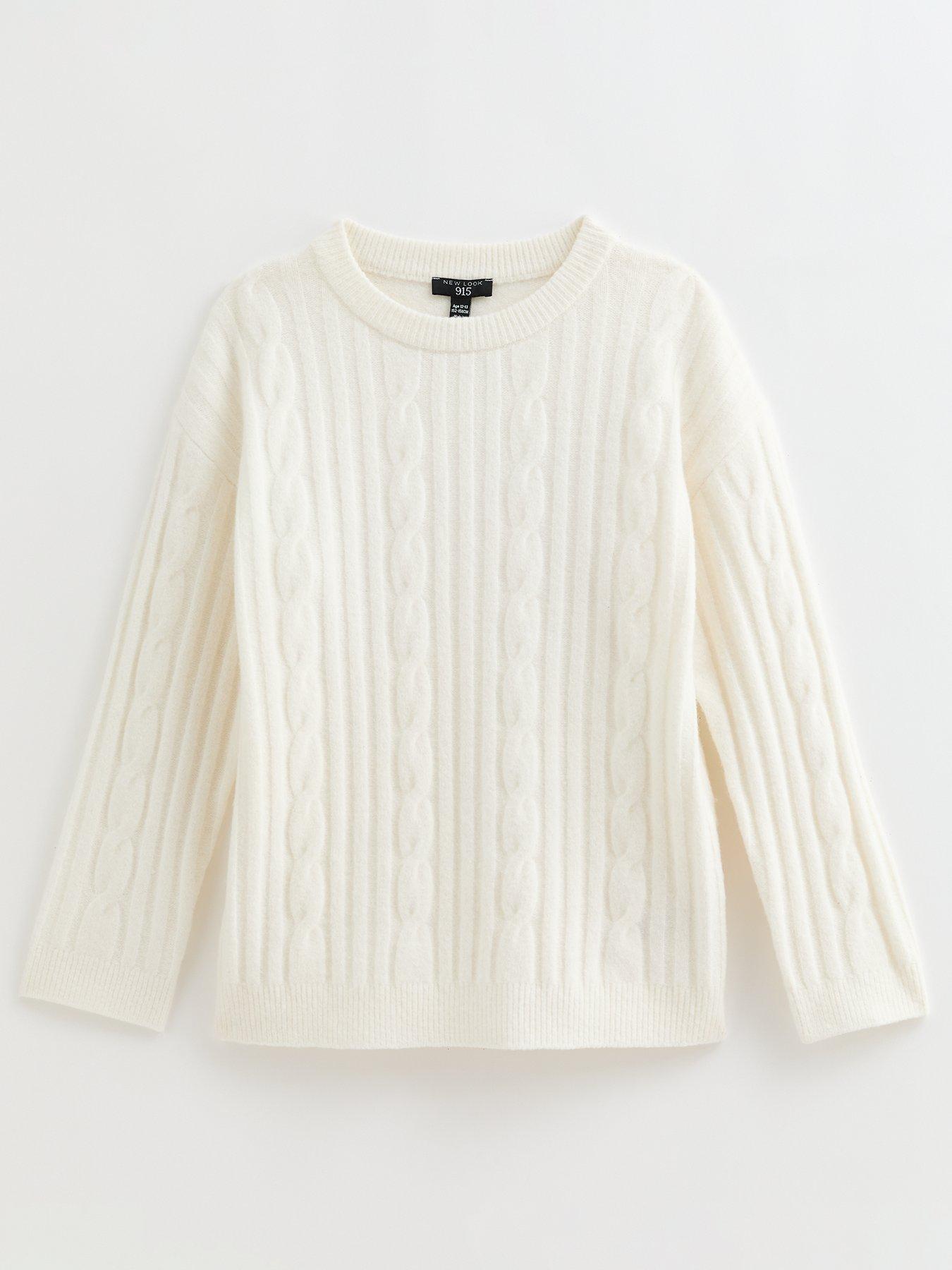 Image 2 of 7 of New Look 915 Girls Slouchy Cable Knit Jumper - Cream