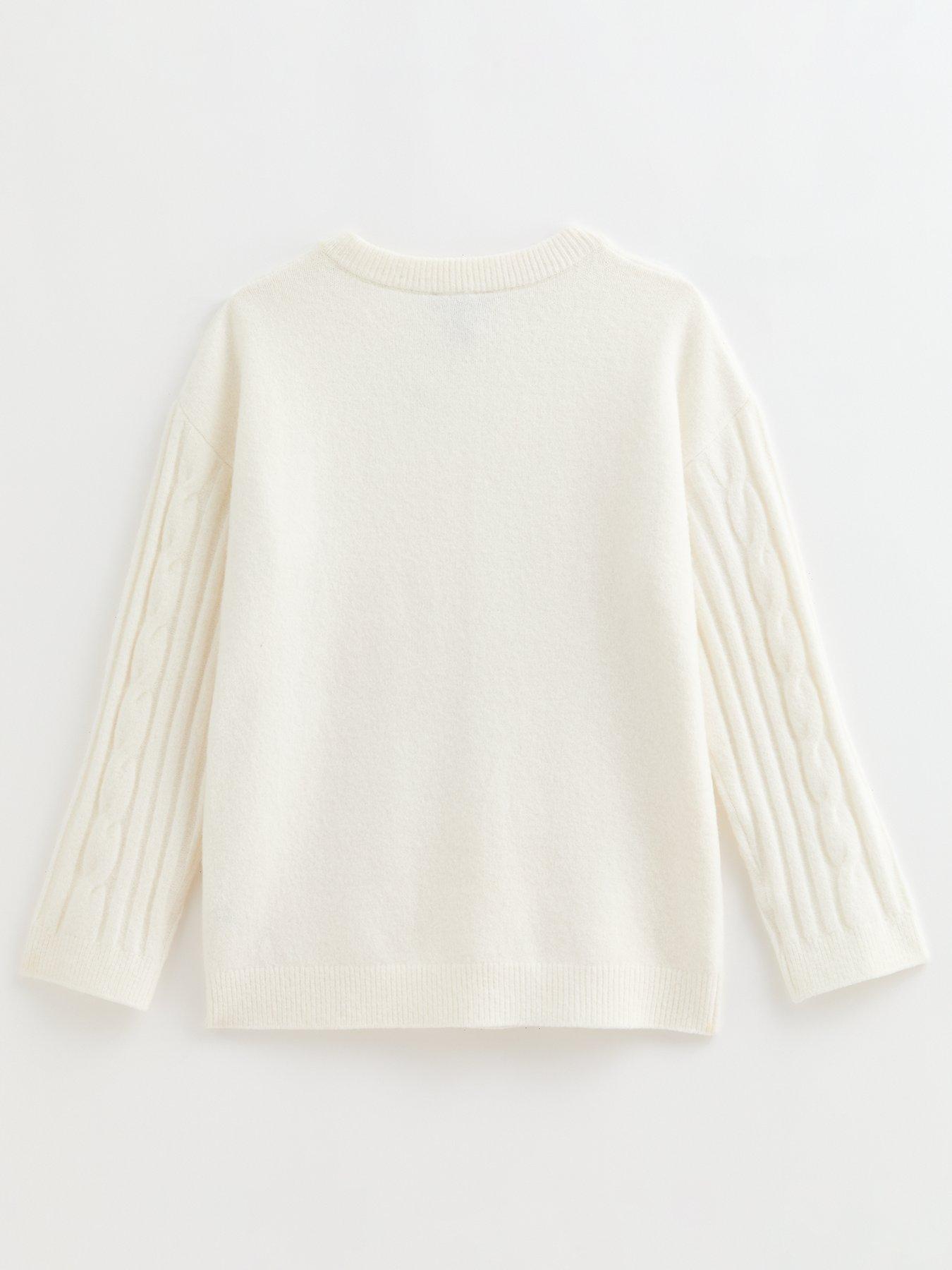 Image 3 of 7 of New Look 915 Girls Slouchy Cable Knit Jumper - Cream