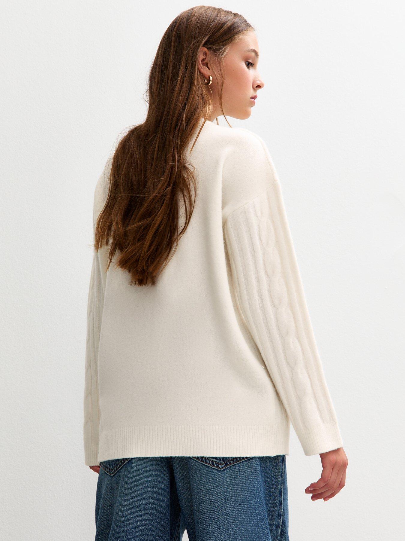 Image 6 of 7 of New Look 915 Girls Slouchy Cable Knit Jumper - Cream
