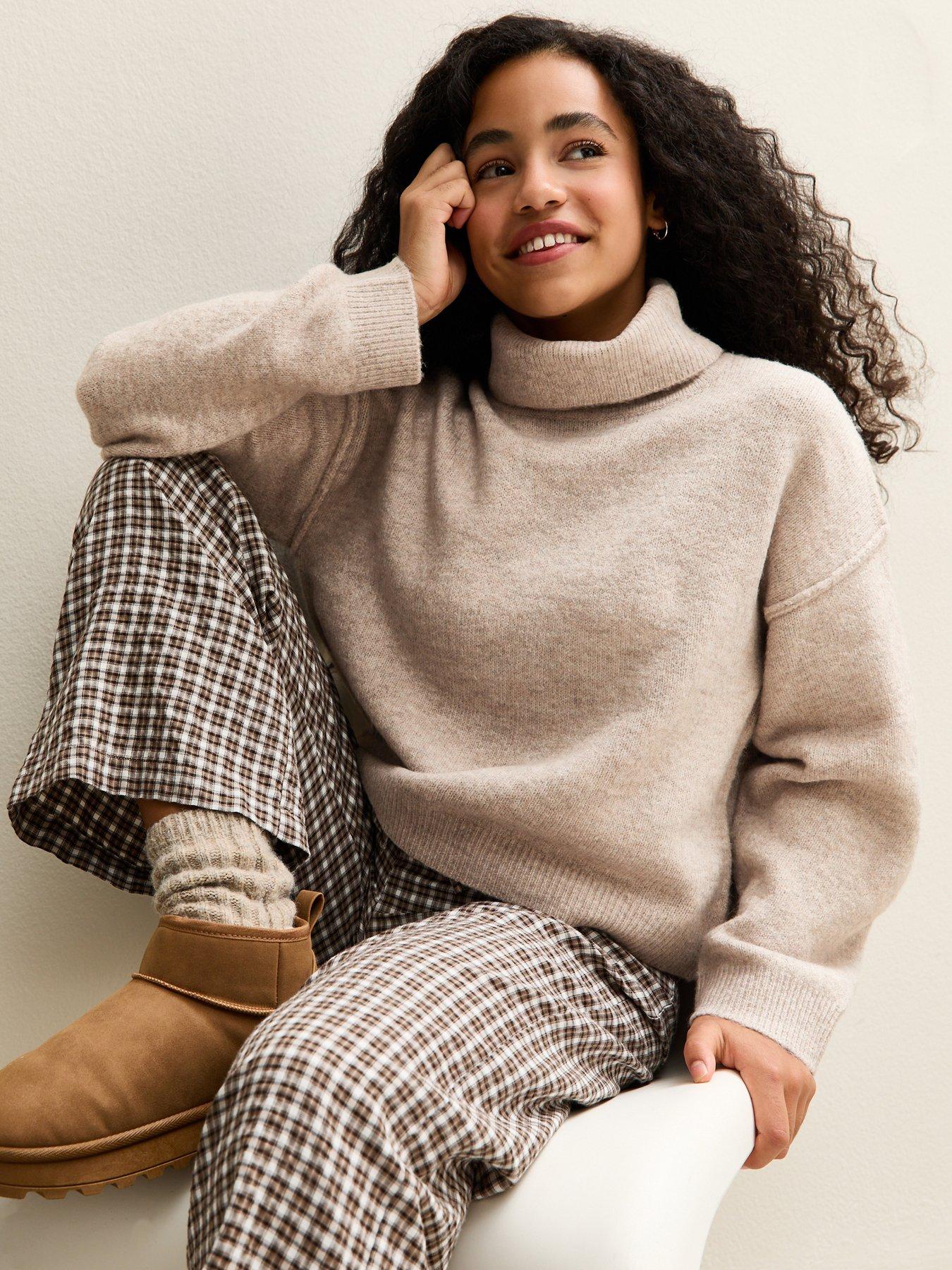 New Look 915 Girls Oversized Roll Neck Jumper - Light Brown