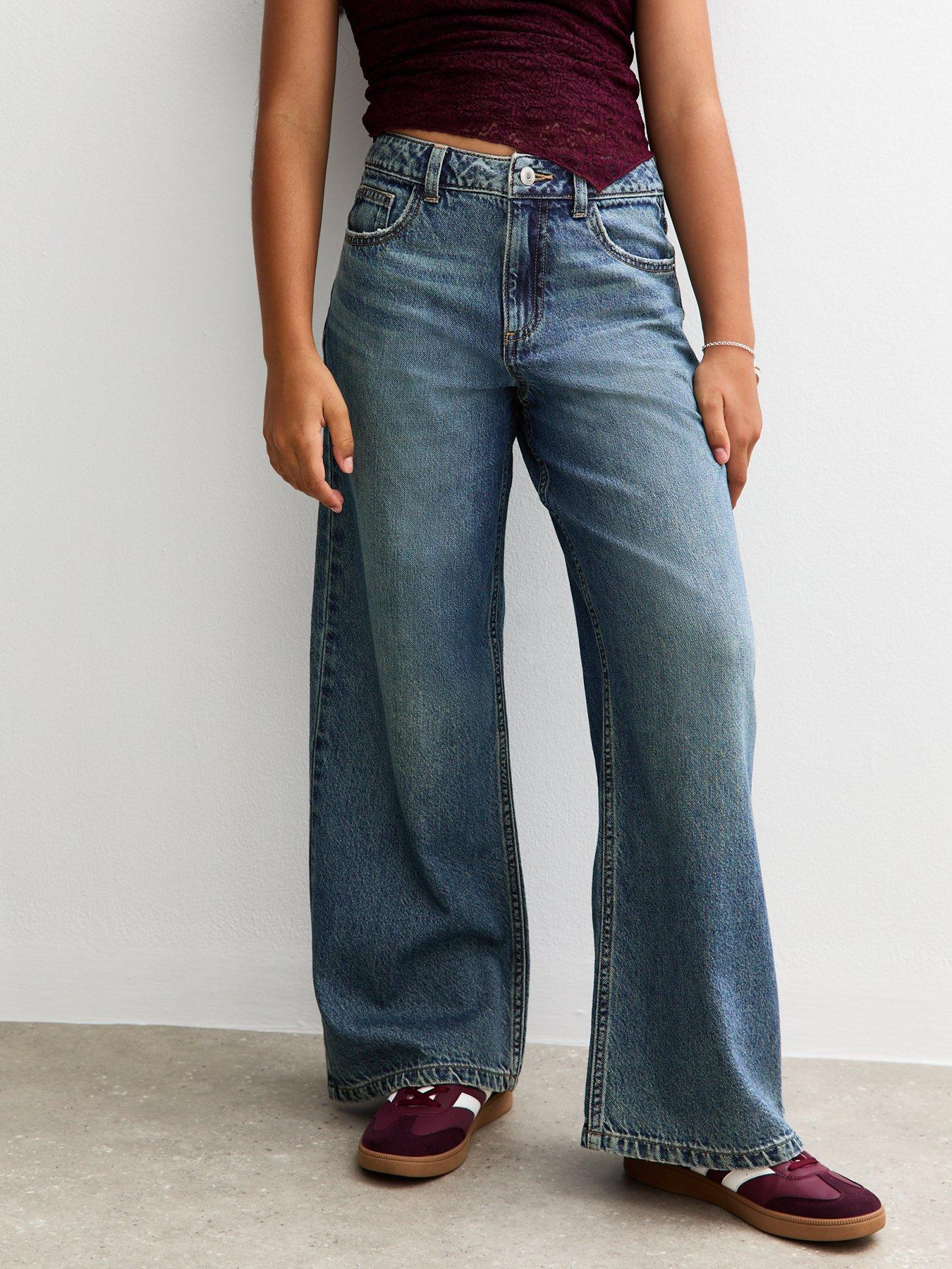 New Look 915 Girls Low Rise Super Wide Leg Jeans - Blue
