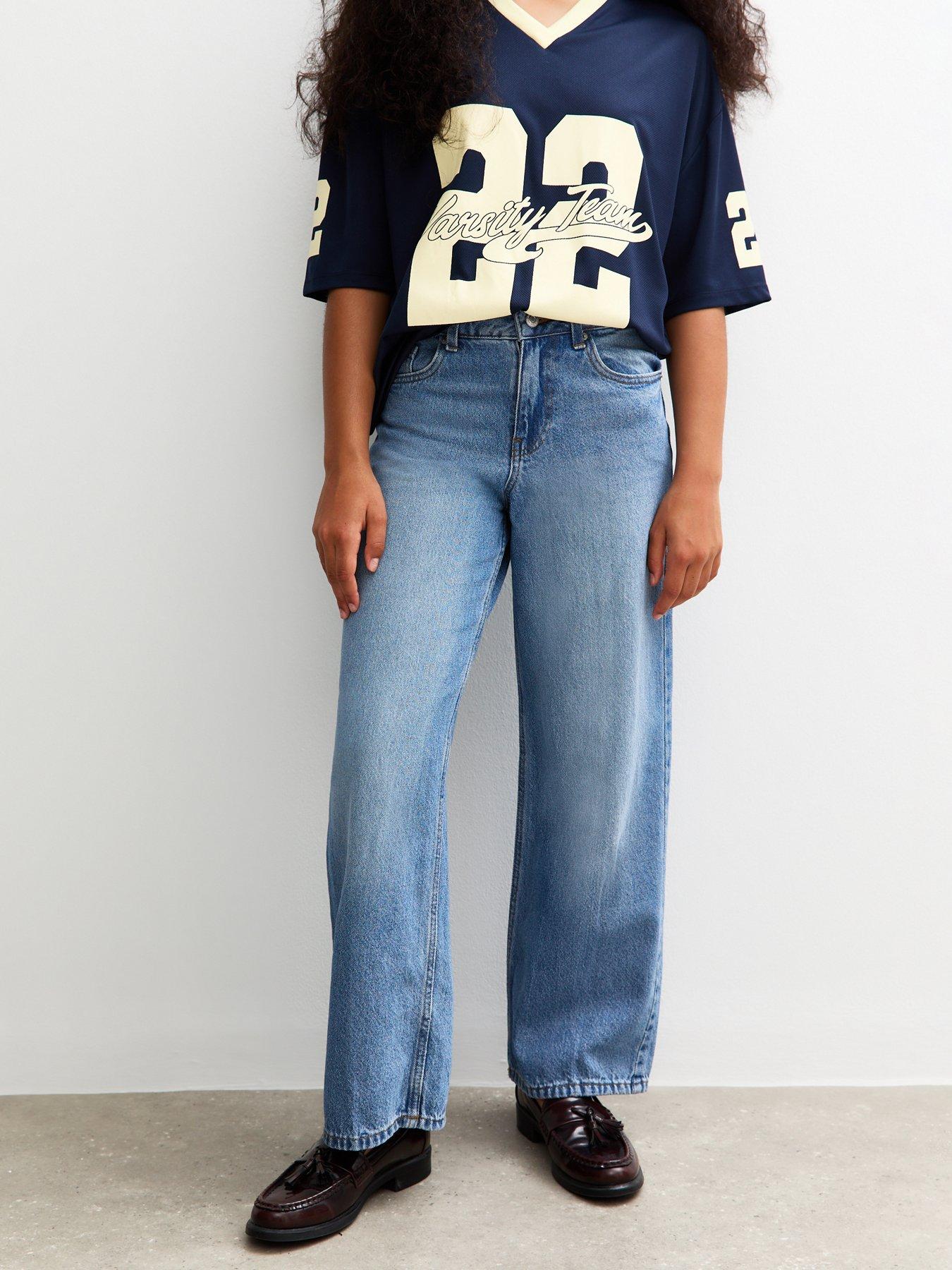  image of new-look-915-girls-mid-wash-skater-jeans-blue