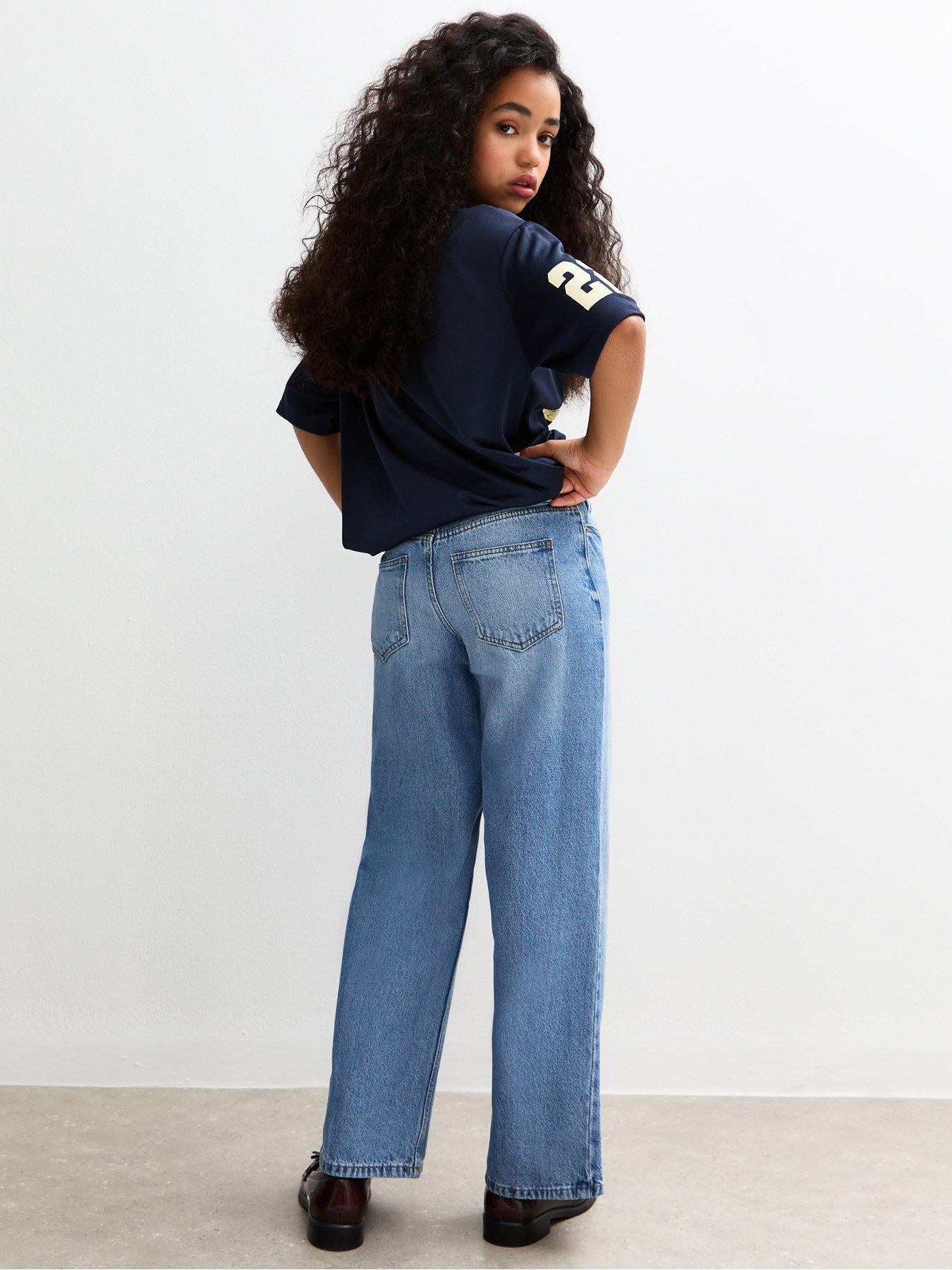 stillFront image of new-look-915-girls-mid-wash-skater-jeans-blue