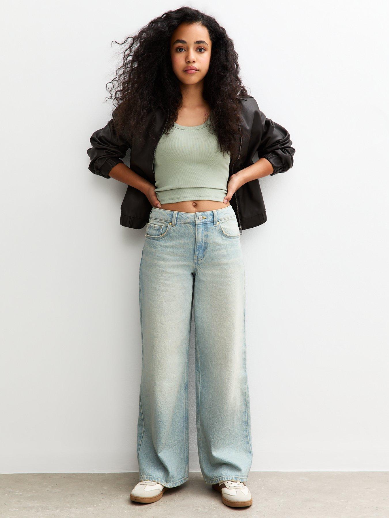 undefined Girls Skater Wide Leg Jeans - Blue