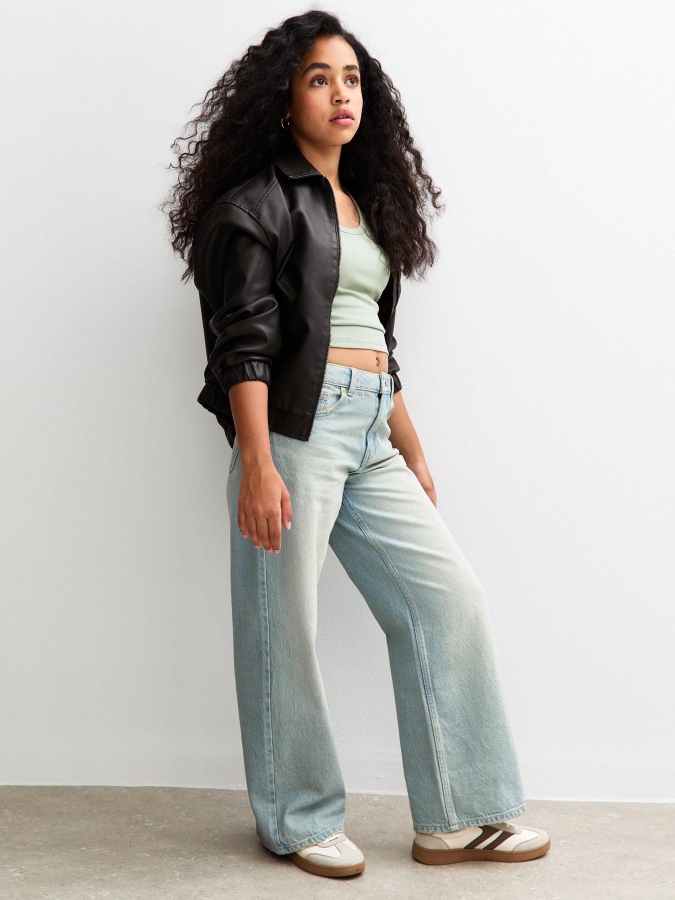 Image 2 of 5 of New Look 915 Girls Skater Wide Leg Jeans - Blue