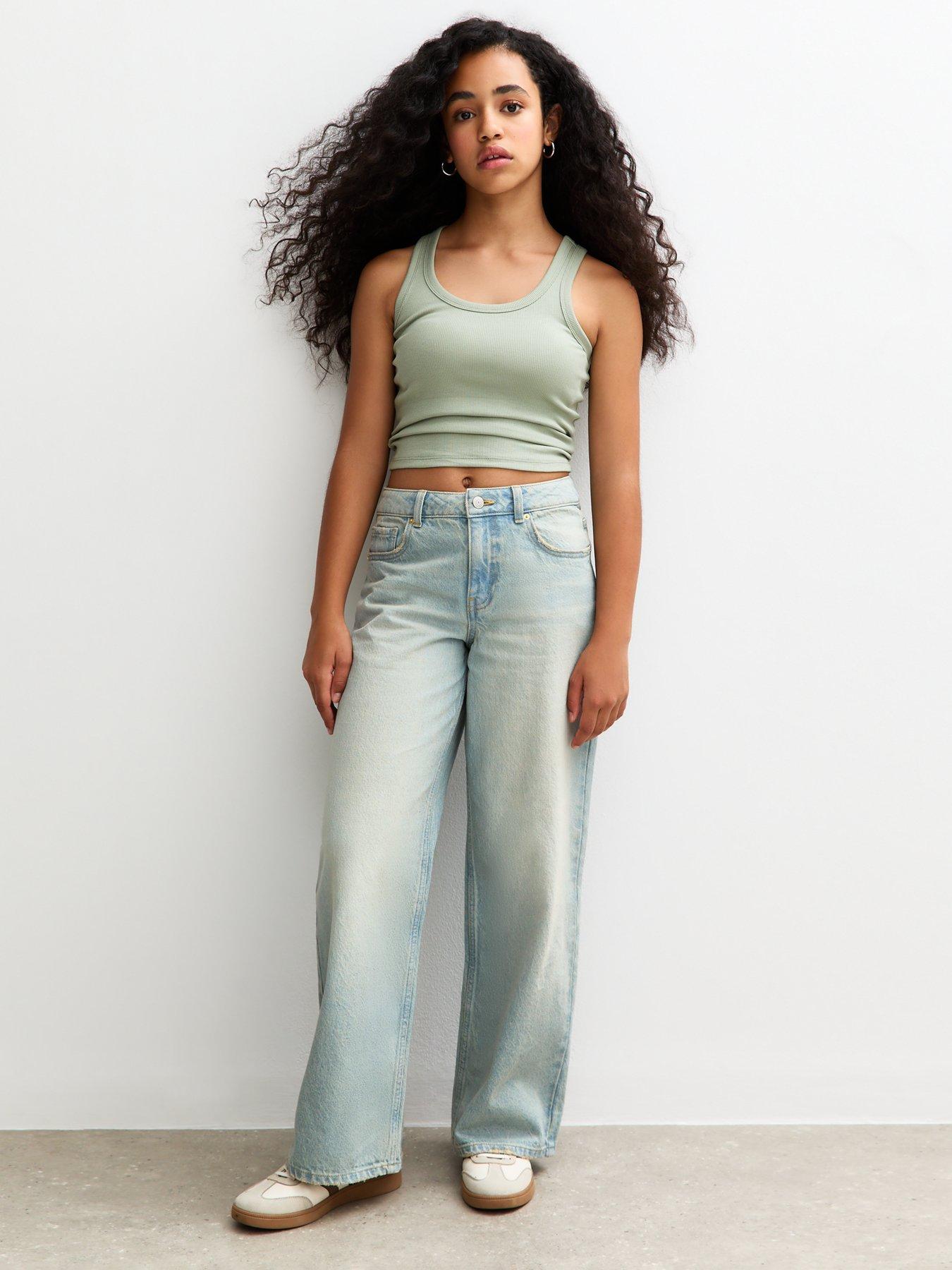 Image 3 of 5 of New Look 915 Girls Skater Wide Leg Jeans - Blue