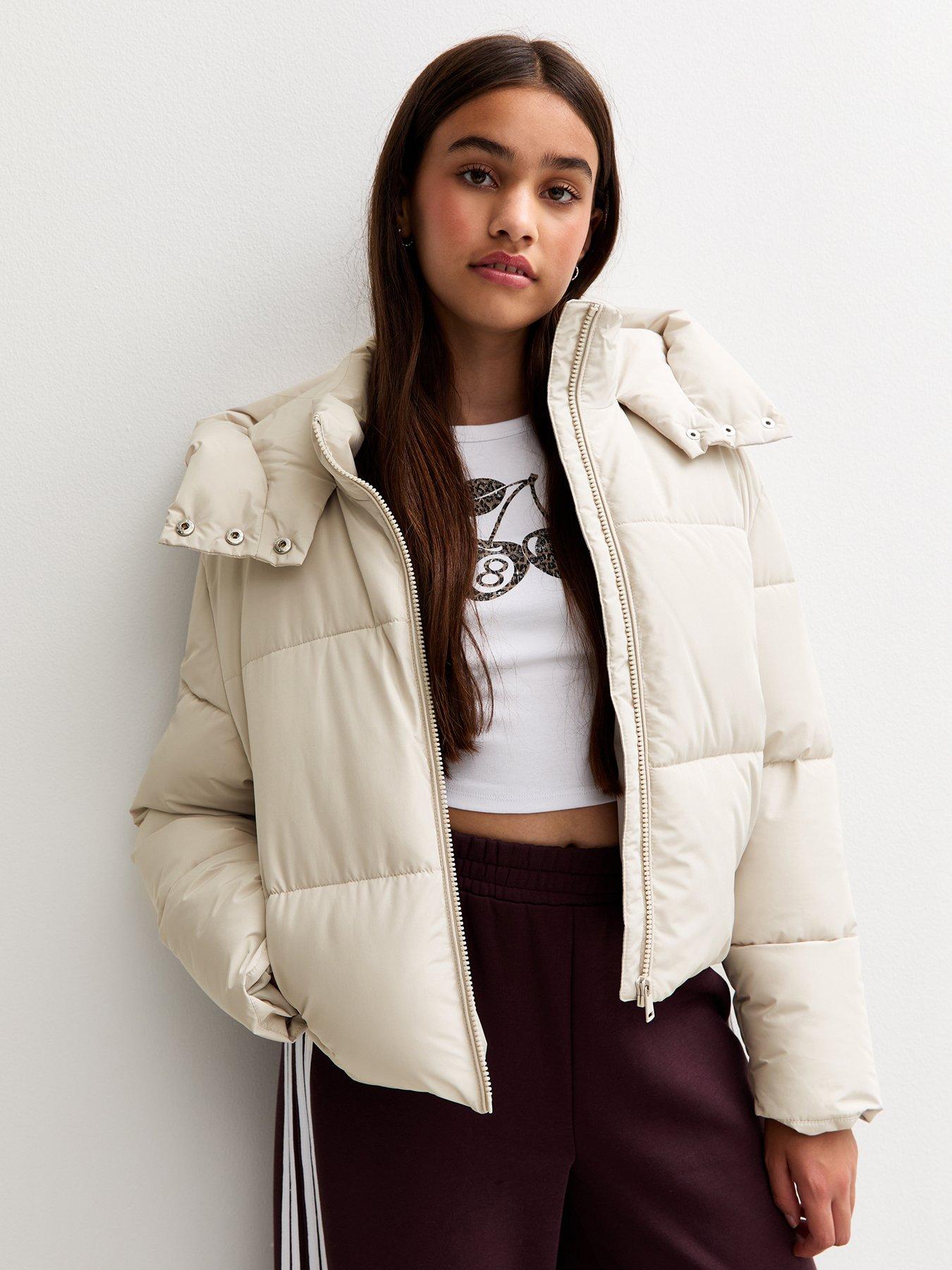 undefined Girls Oversized Padded Jacket - Cream