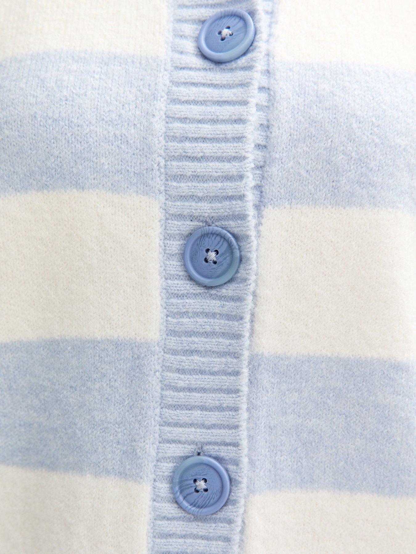 Image 6 of 6 of New Look 915 Girls Striped Crew Neck Cardigan - Blue