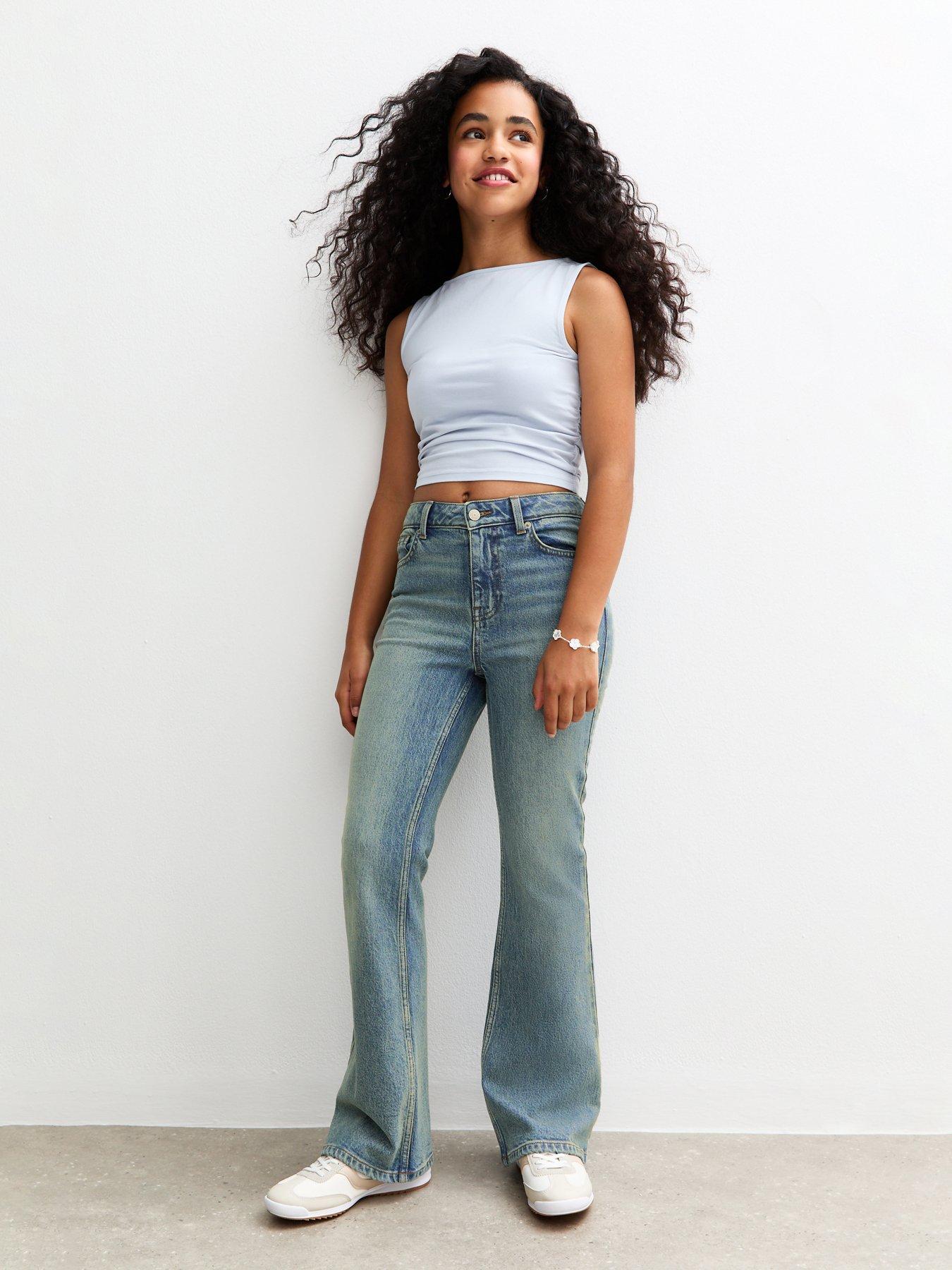 New Look 915 Girls Blue Mid Rise Flared Jeans