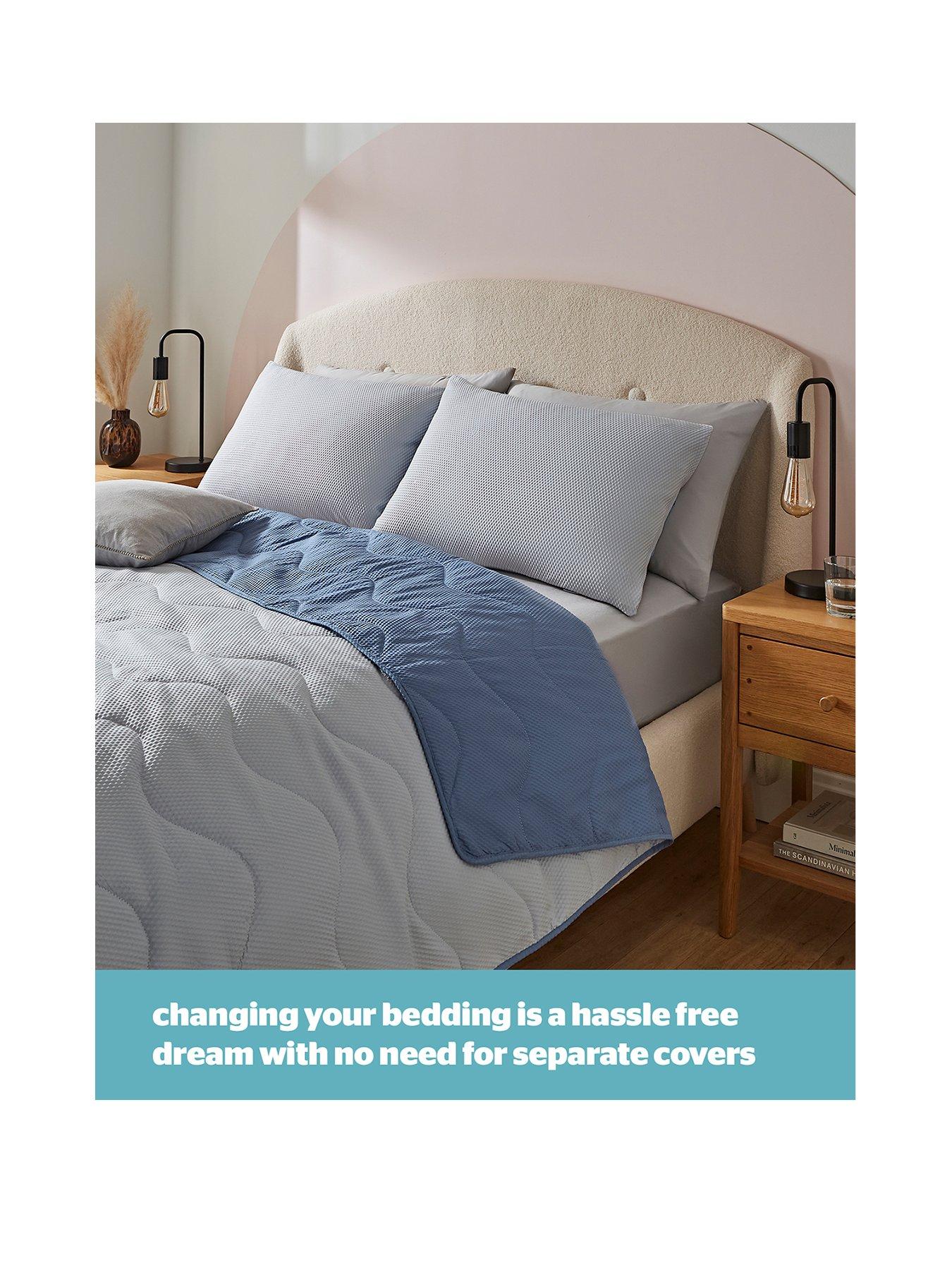  image of silentnight-summer-breeze-25-tog-seersucker-reversible-coverless-duvet-amp-pillowcase-set-greyblue