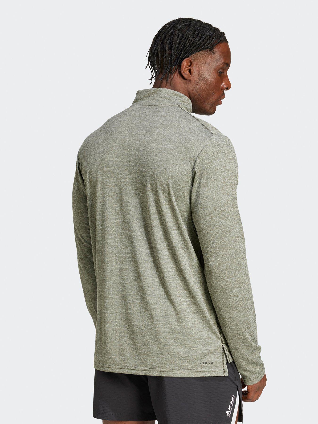  image of adidas-mens-training-essentials-14-zip-top-khaki