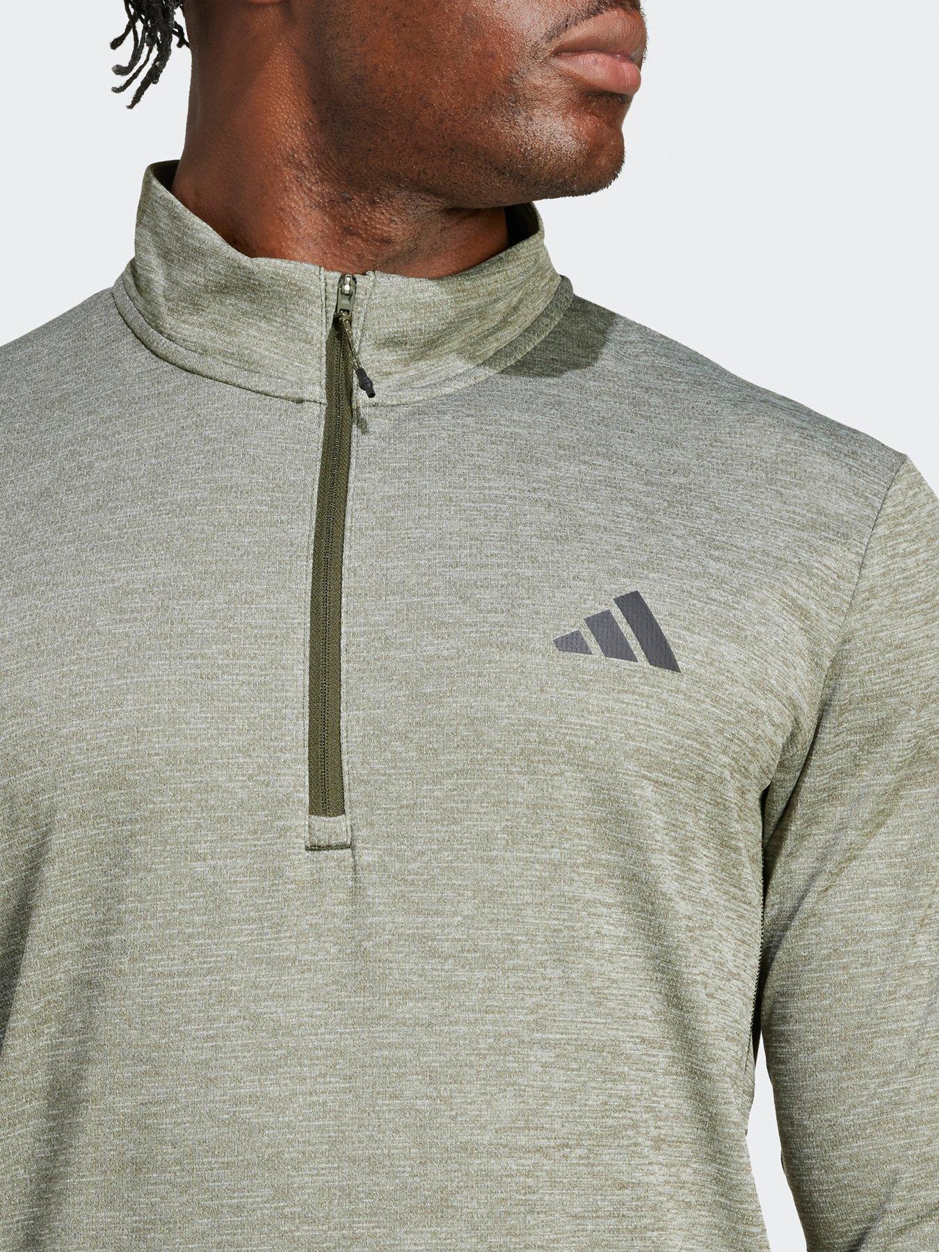  image of adidas-mens-training-essentials-14-zip-top-khaki