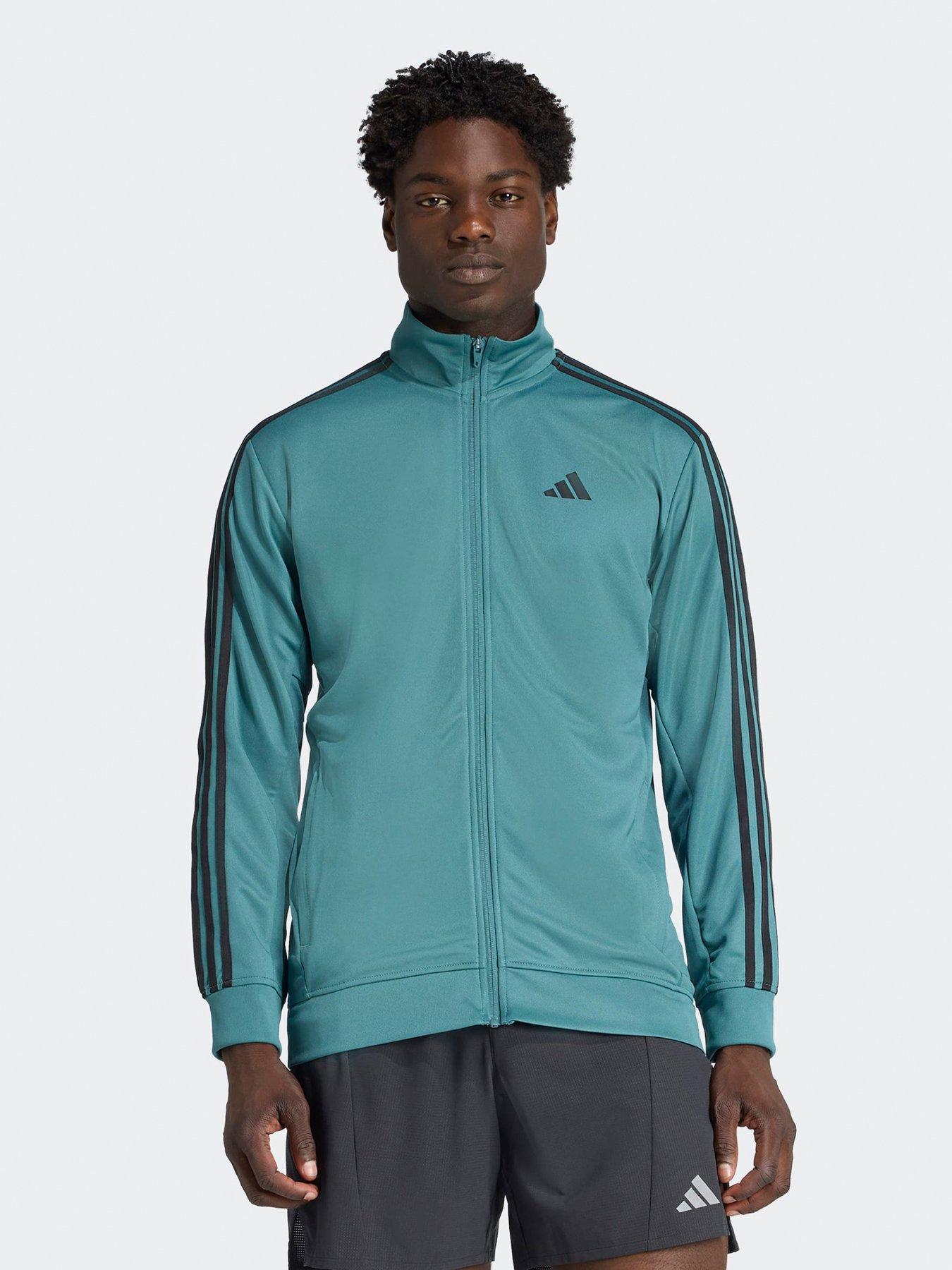 adidas Mens Training Essentials 3 Stripe Tracksuit Top - Green