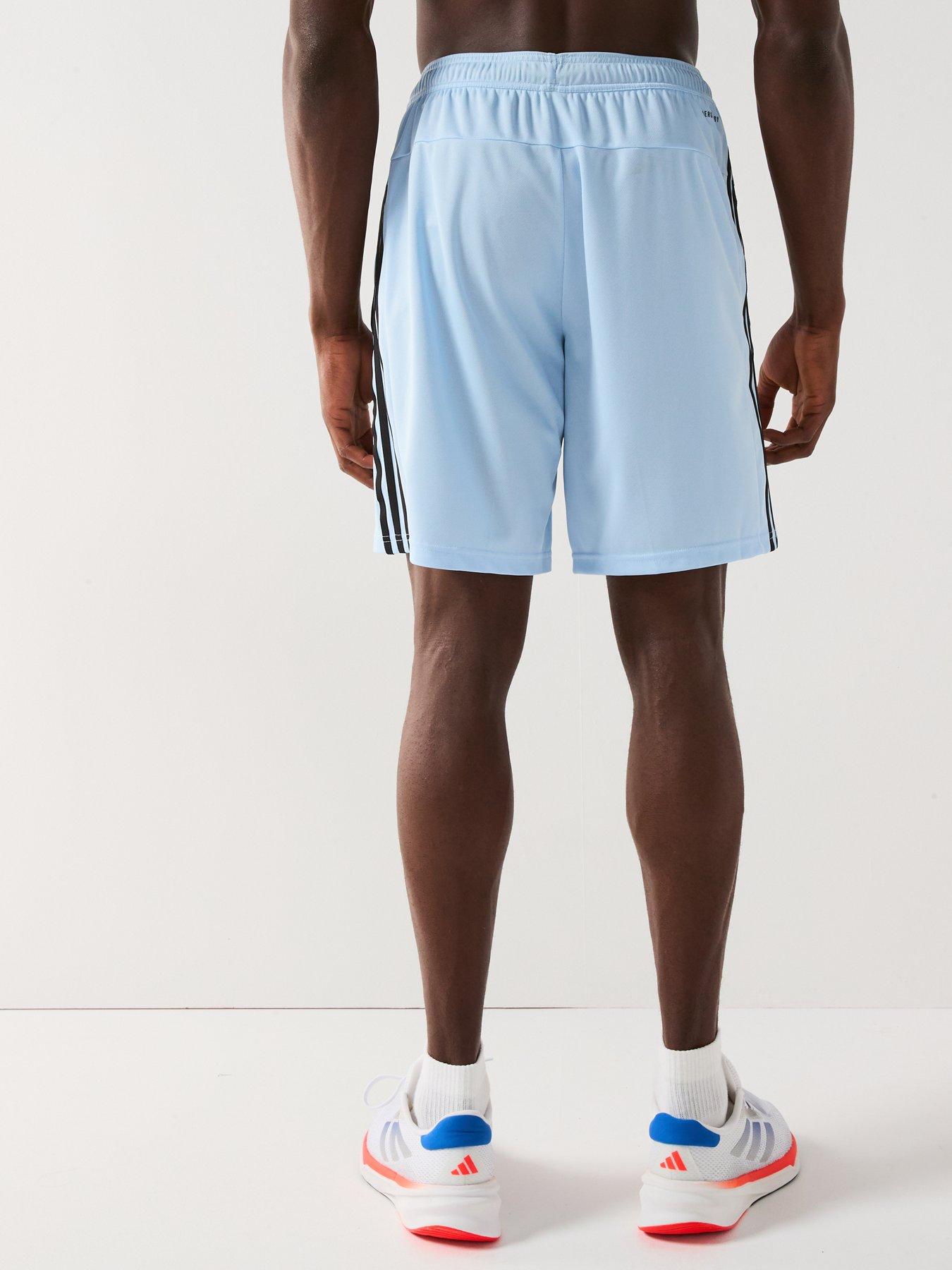  image of adidas-mens-training-essentials-pique-3-stripe-shorts-blue