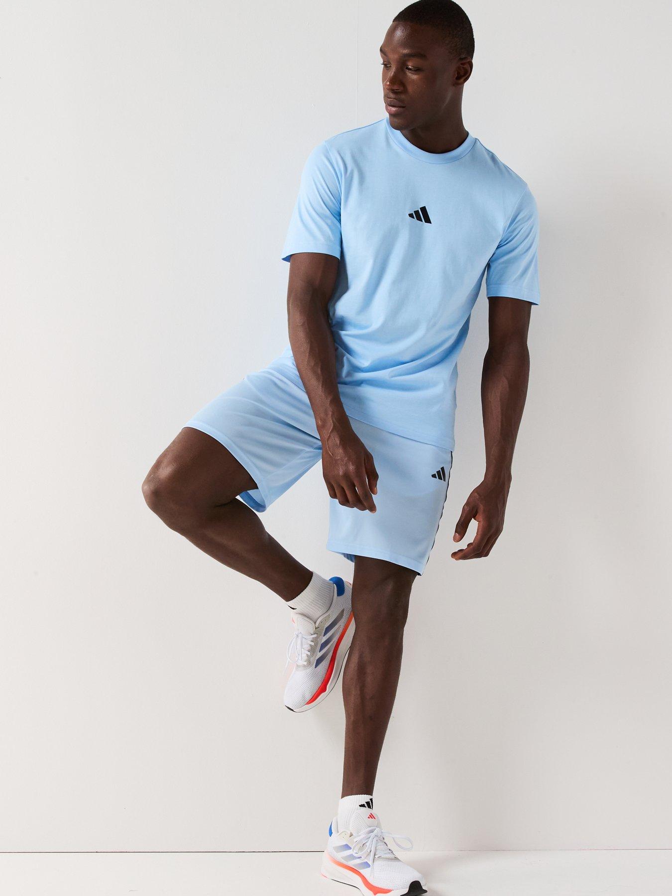  image of adidas-mens-training-essentials-pique-3-stripe-shorts-blue