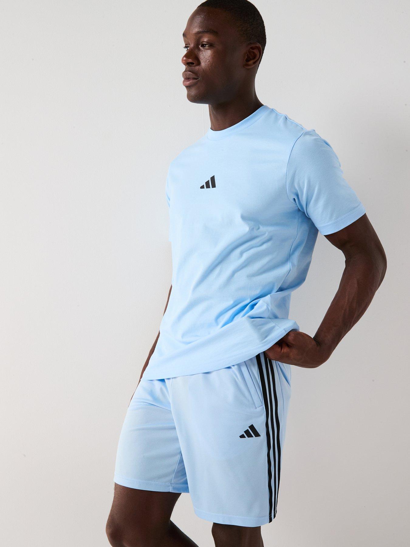  image of adidas-mens-training-essentials-pique-3-stripe-shorts-blue