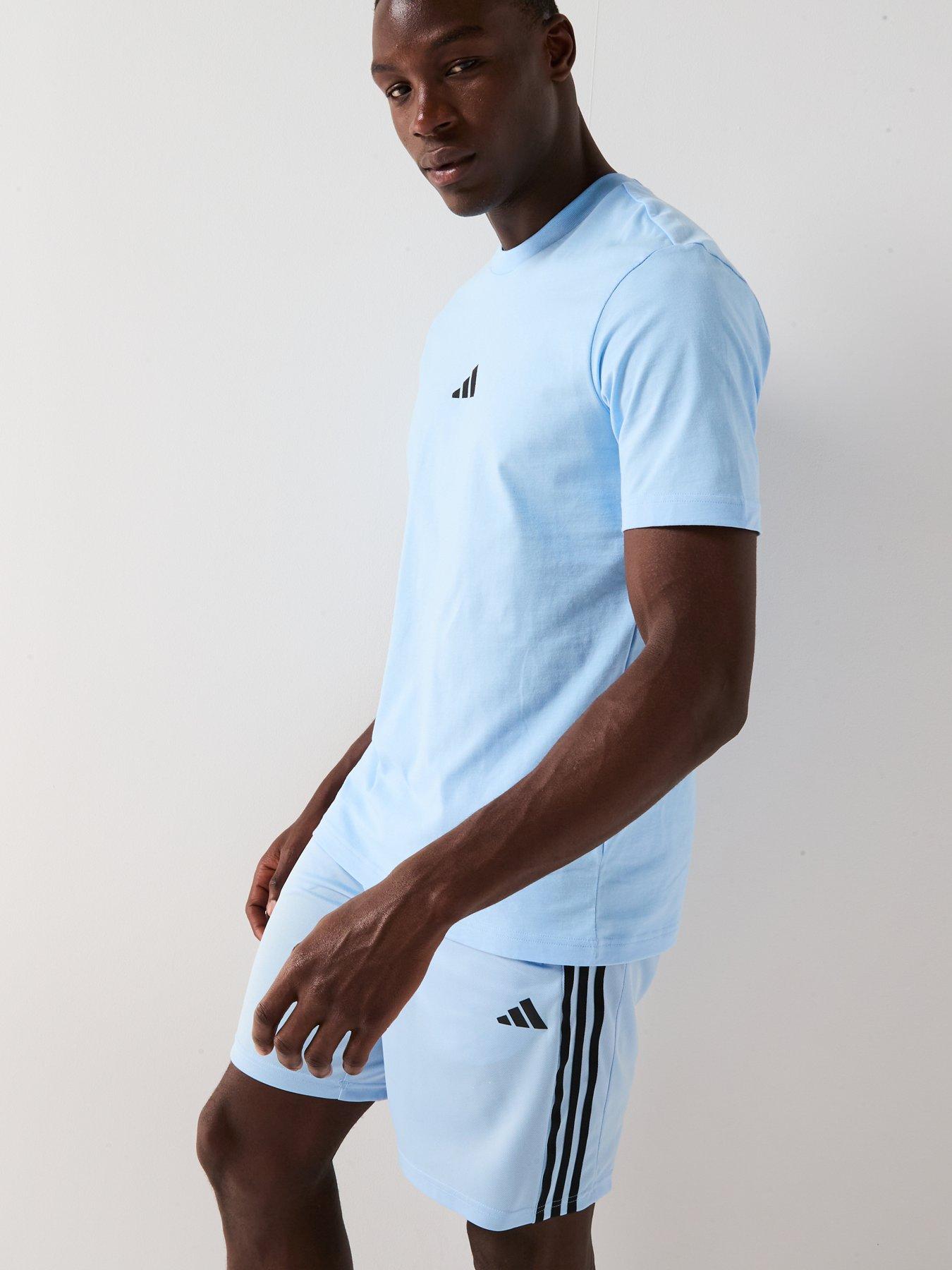  image of adidas-mens-training-essentials-pique-3-stripe-shorts-blue