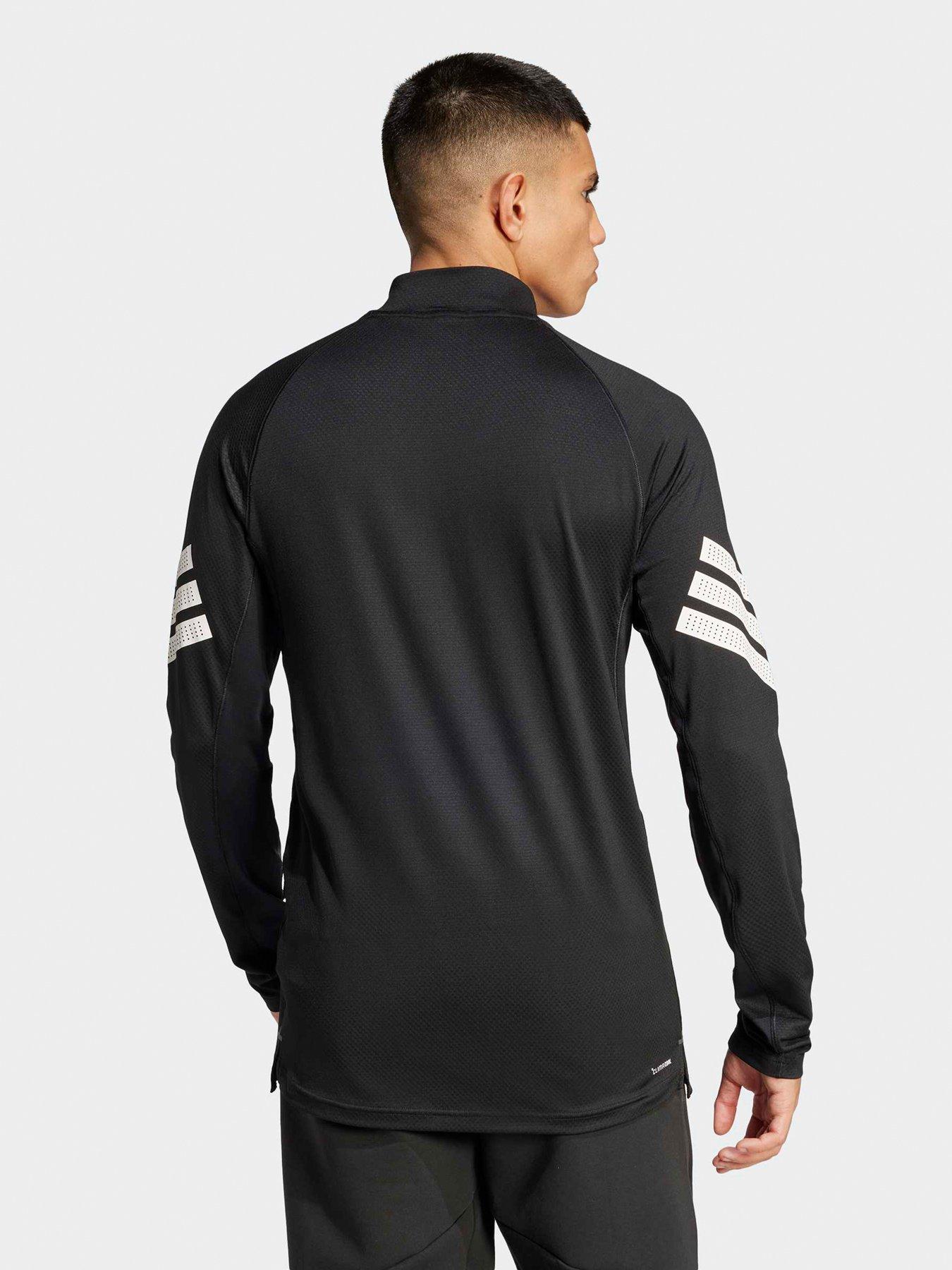  image of adidas-mens-training-gym-3-stripe-14-zip-top-black