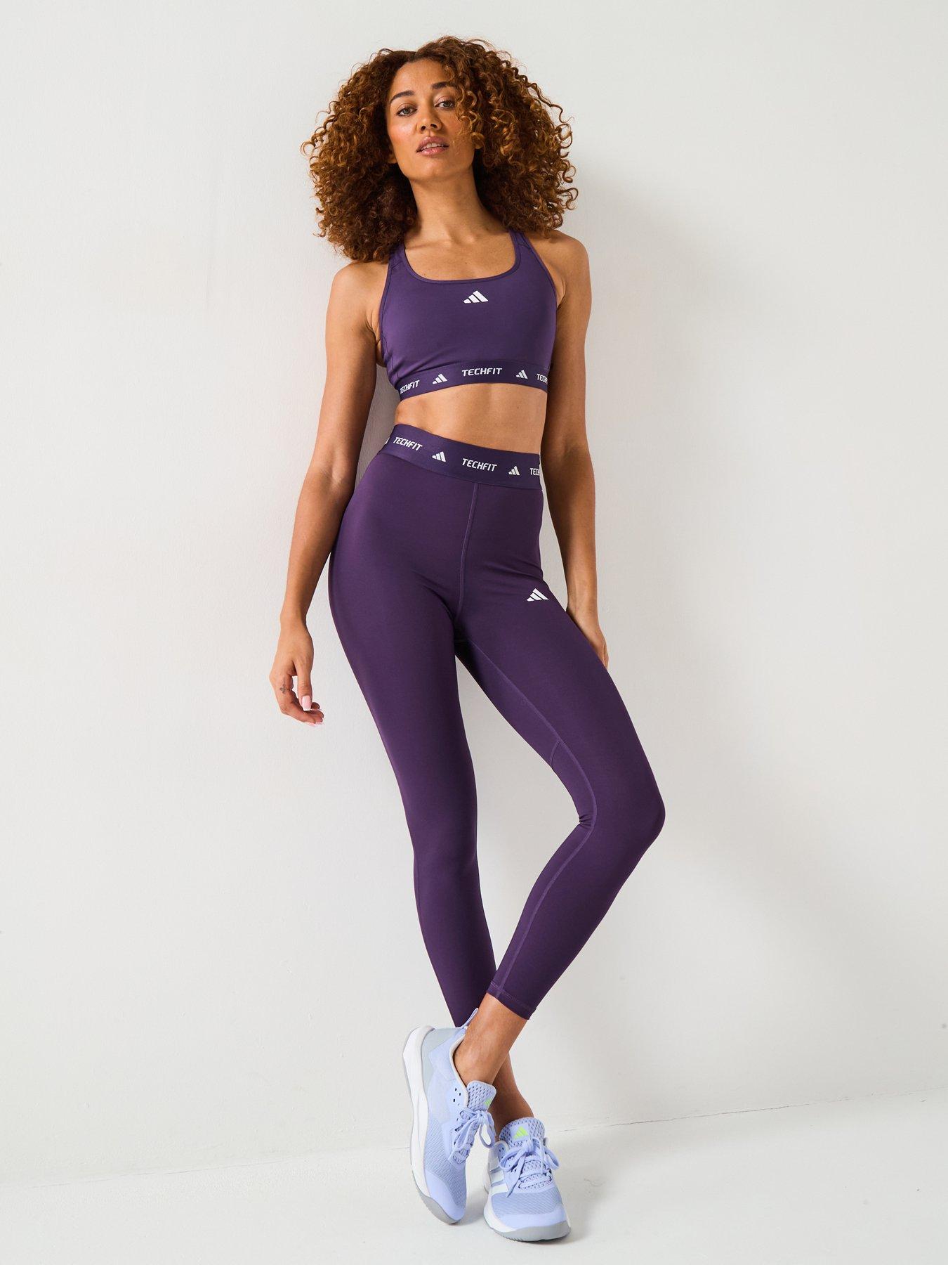 Image 3 of 6 of adidas Womens Training Tech Fit Mid Support Sports Bra - Purple