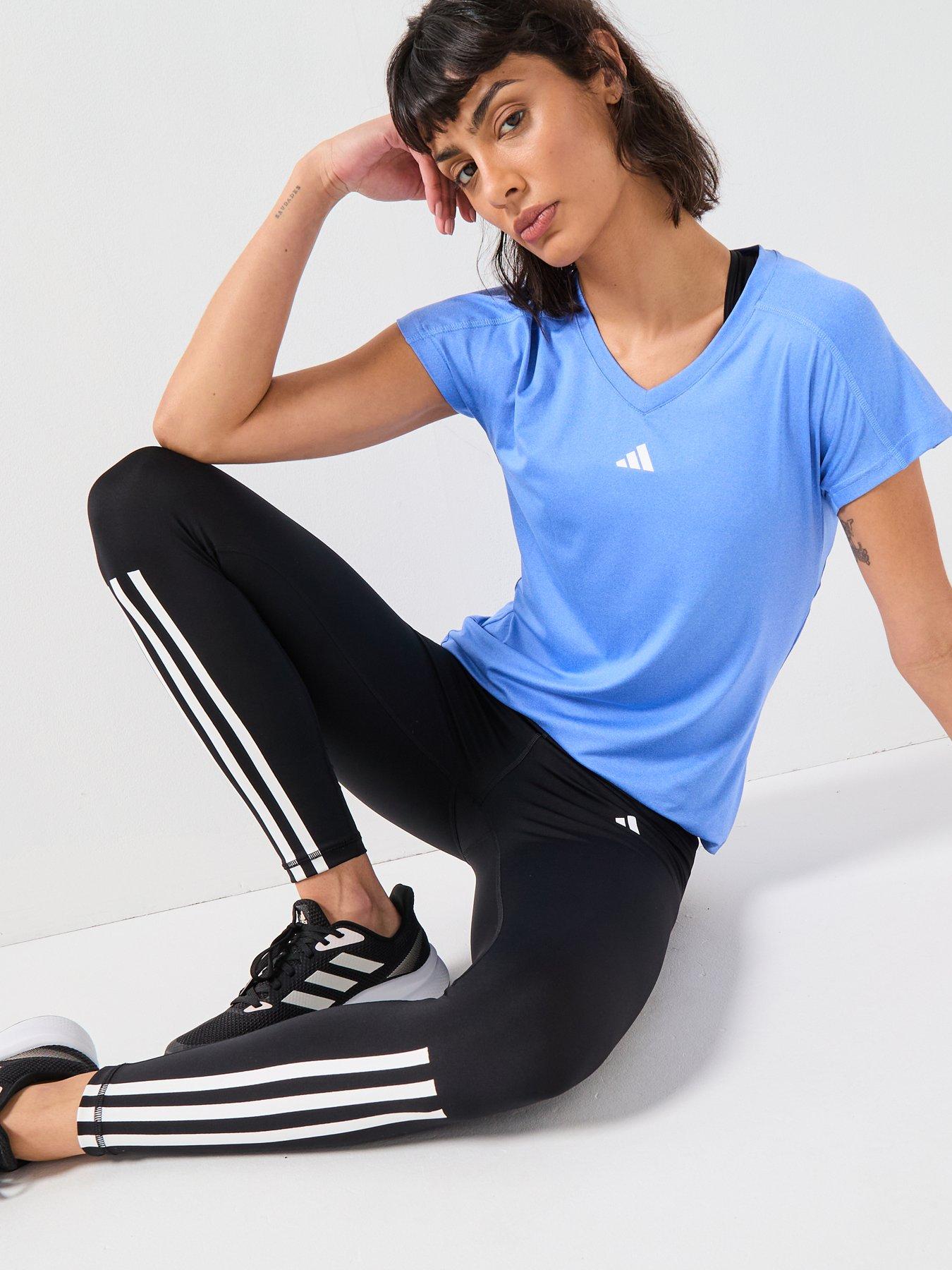 Image 4 of 6 of adidas Womens Training V Neck T-Shirt - Blue