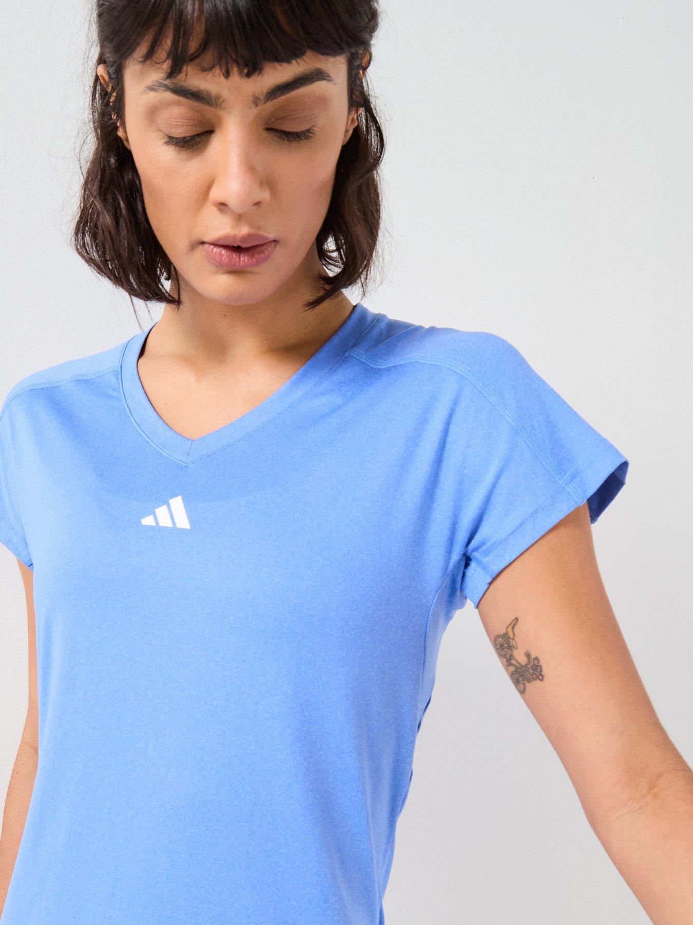 Image 5 of 6 of adidas Womens Training V Neck T-Shirt - Blue