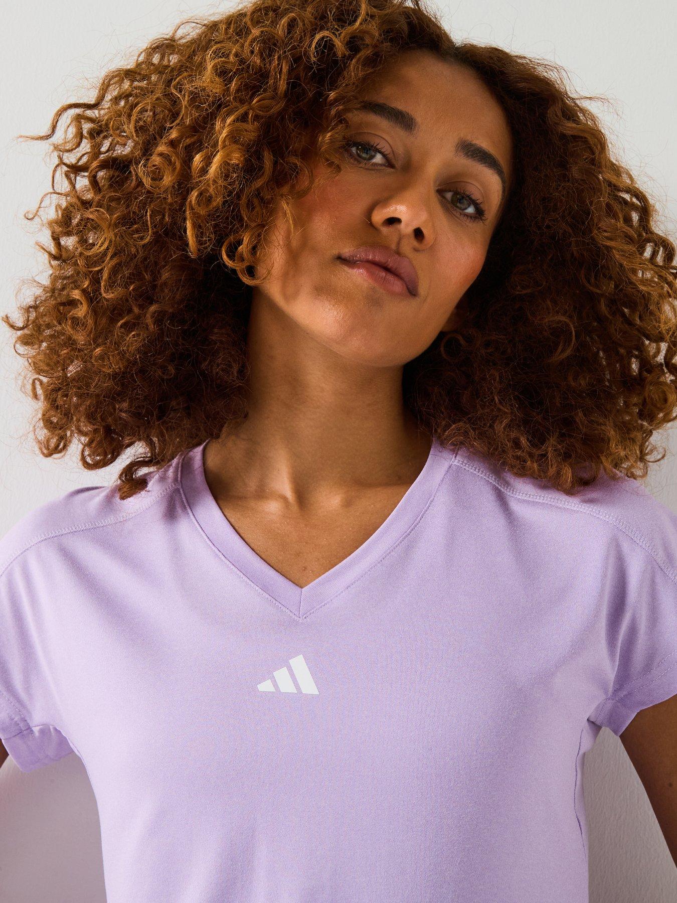 Image 5 of 6 of adidas Womens Training V Neck T-Shirt - Purple