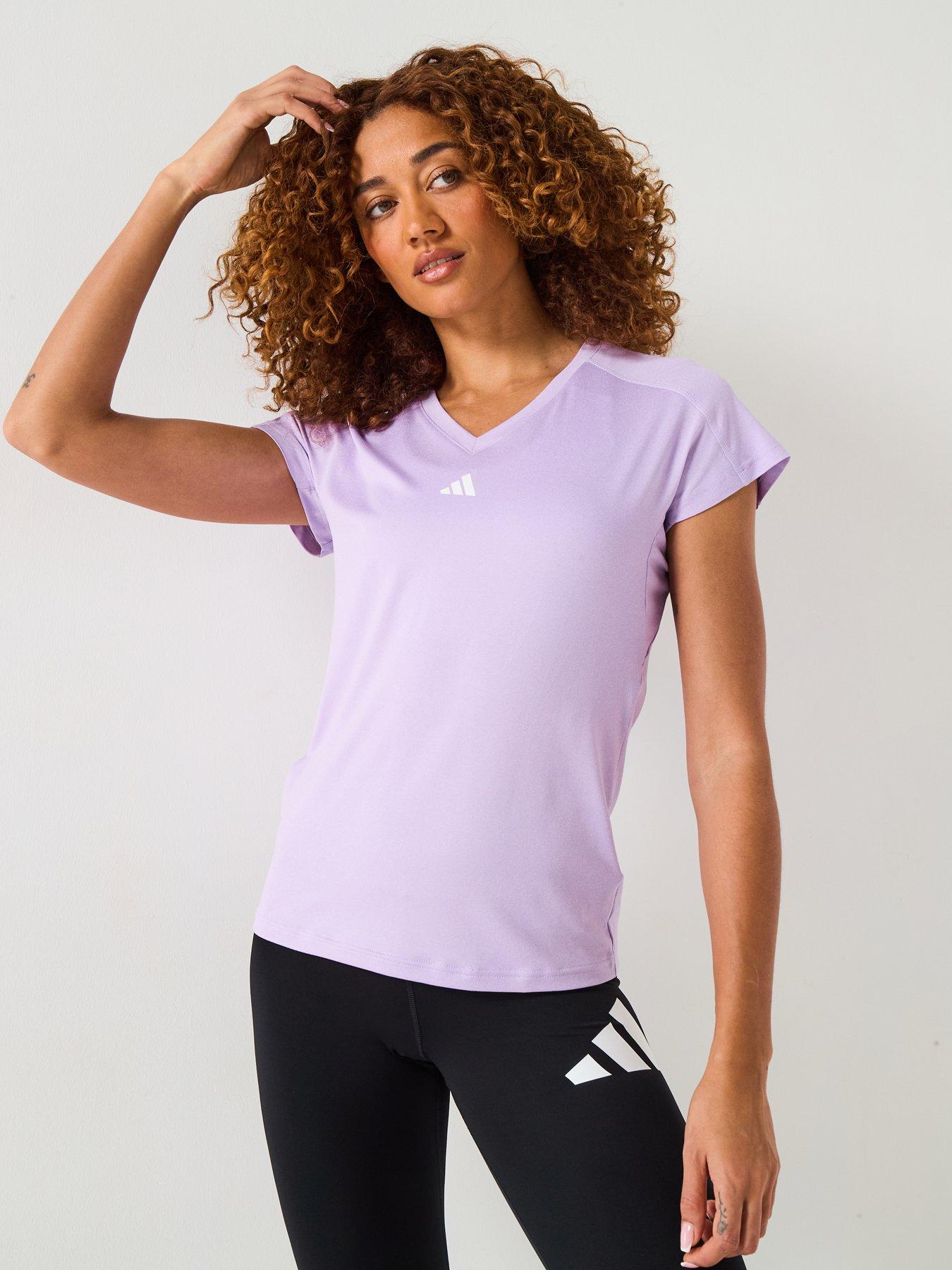 Image 6 of 6 of adidas Womens Training V Neck T-Shirt - Purple