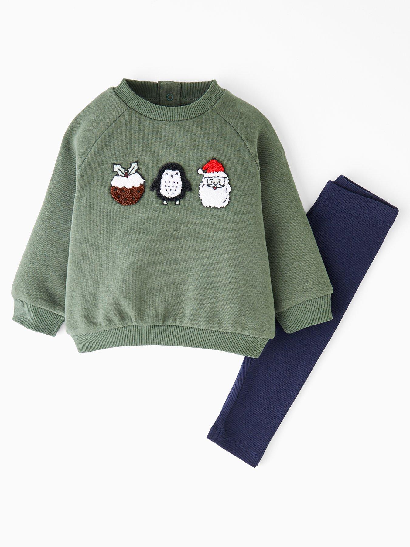 The Very Collection Baby Boys Christmas Friends Sweat And Legging Set - Green