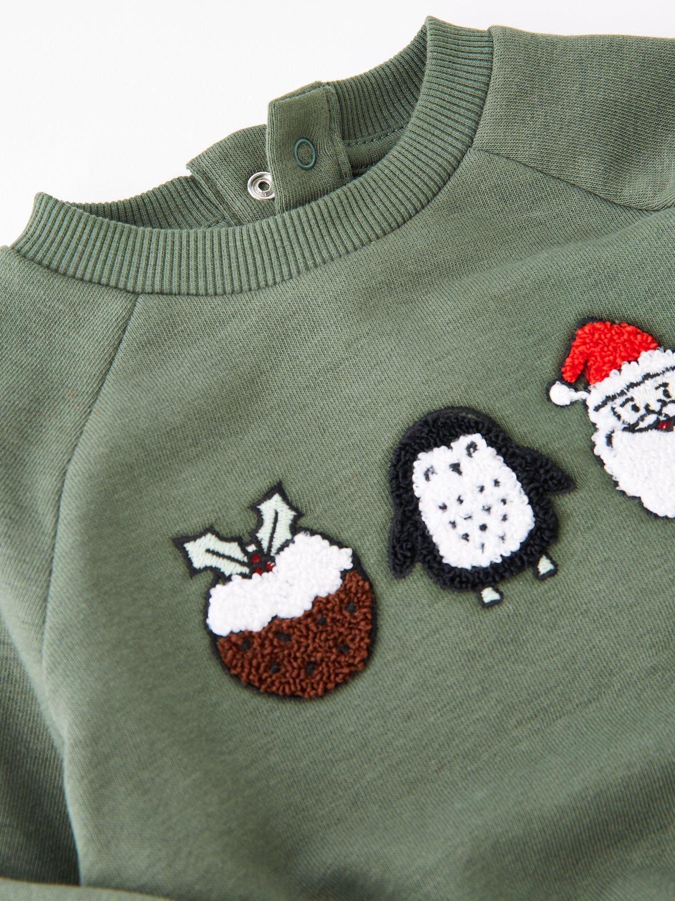  image of the-very-collection-baby-boys-christmas-friends-sweat-and-legging-set-green